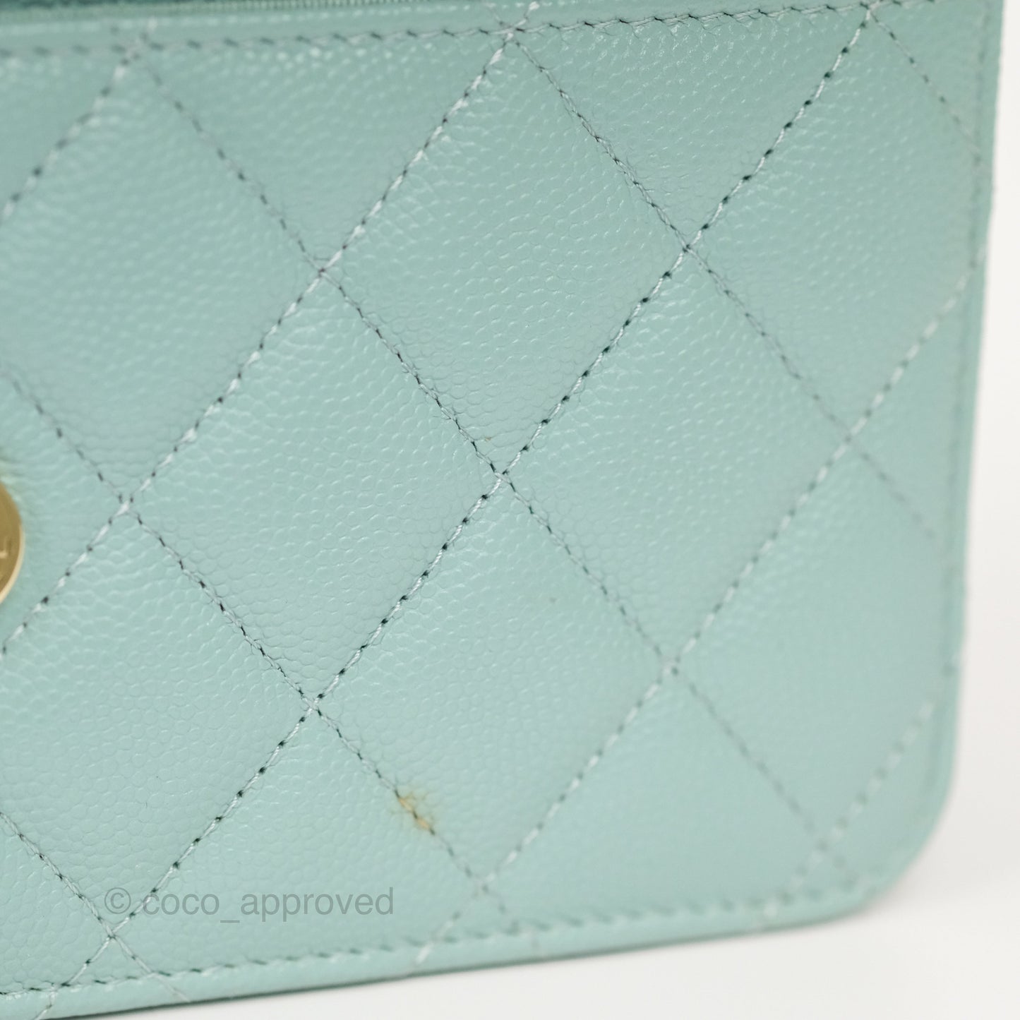 Chanel Quilted Classic Wallet On Chain WOC Tiffany Blue Caviar Gold Hardware