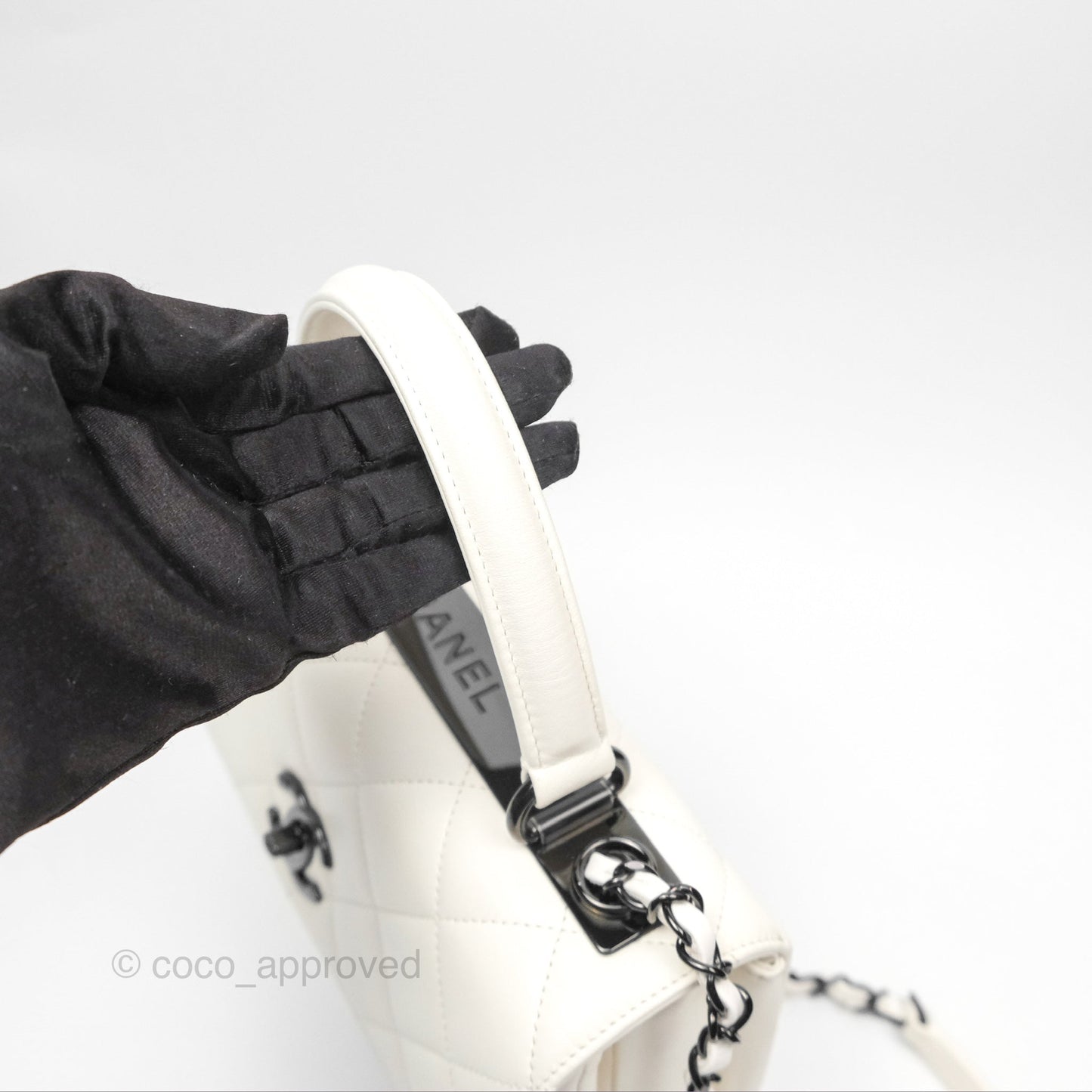 Chanel Trendy CC Small White Lambskin Black Hardware