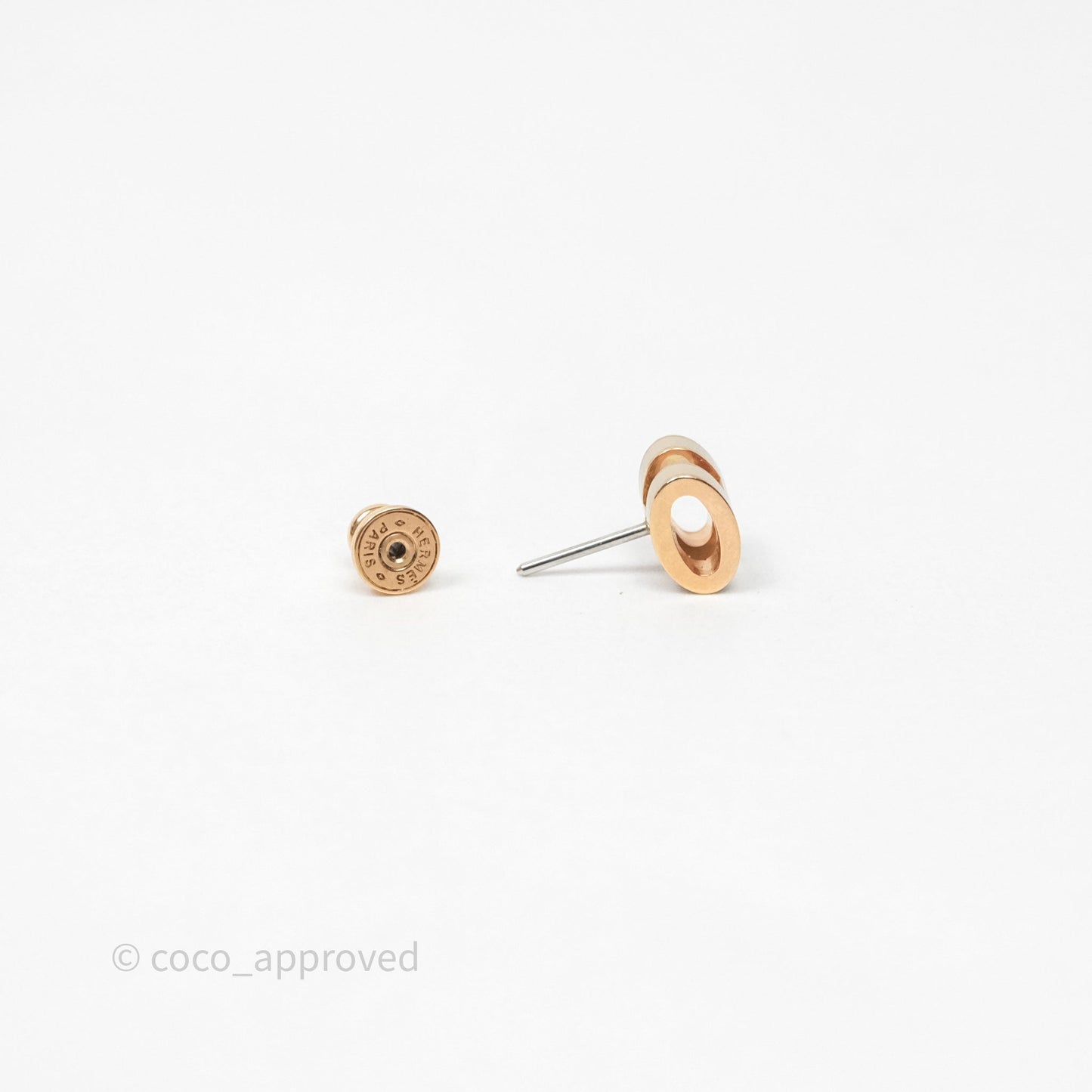 Hermès Mini Pop H Earrings Marron Glace Rose Gold
