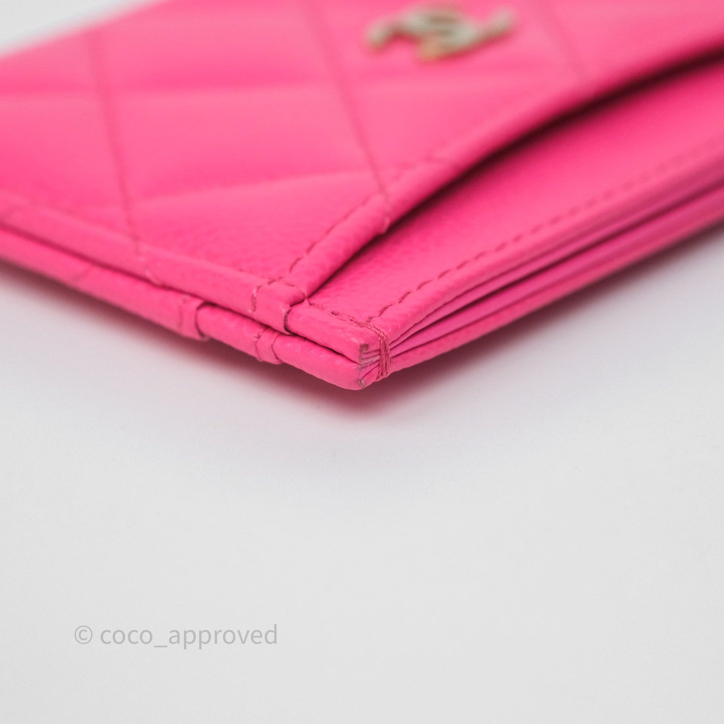 Chanel Classic Flat Card Holder Pink Caviar Gold Hardware