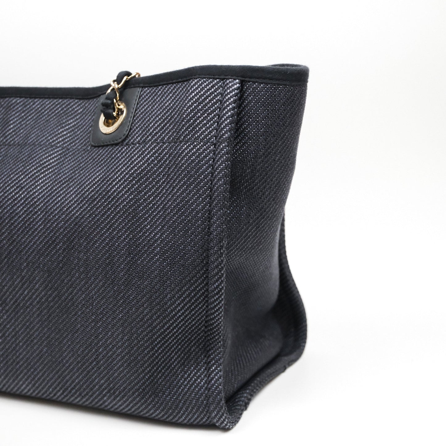 Chanel Medium Deauville Navy Canvas Gold Hardware