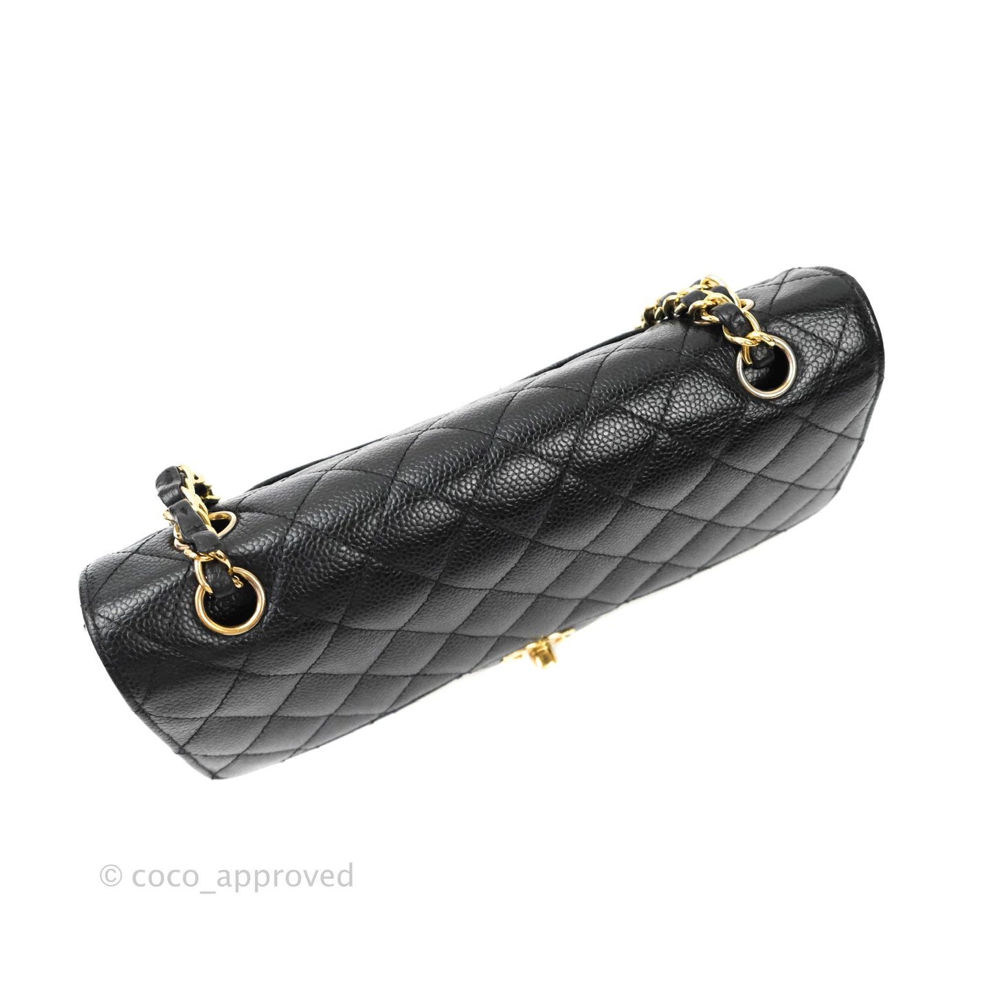 Chanel Quilted M/L Medium Double Flap Black Caviar Gold Hardware