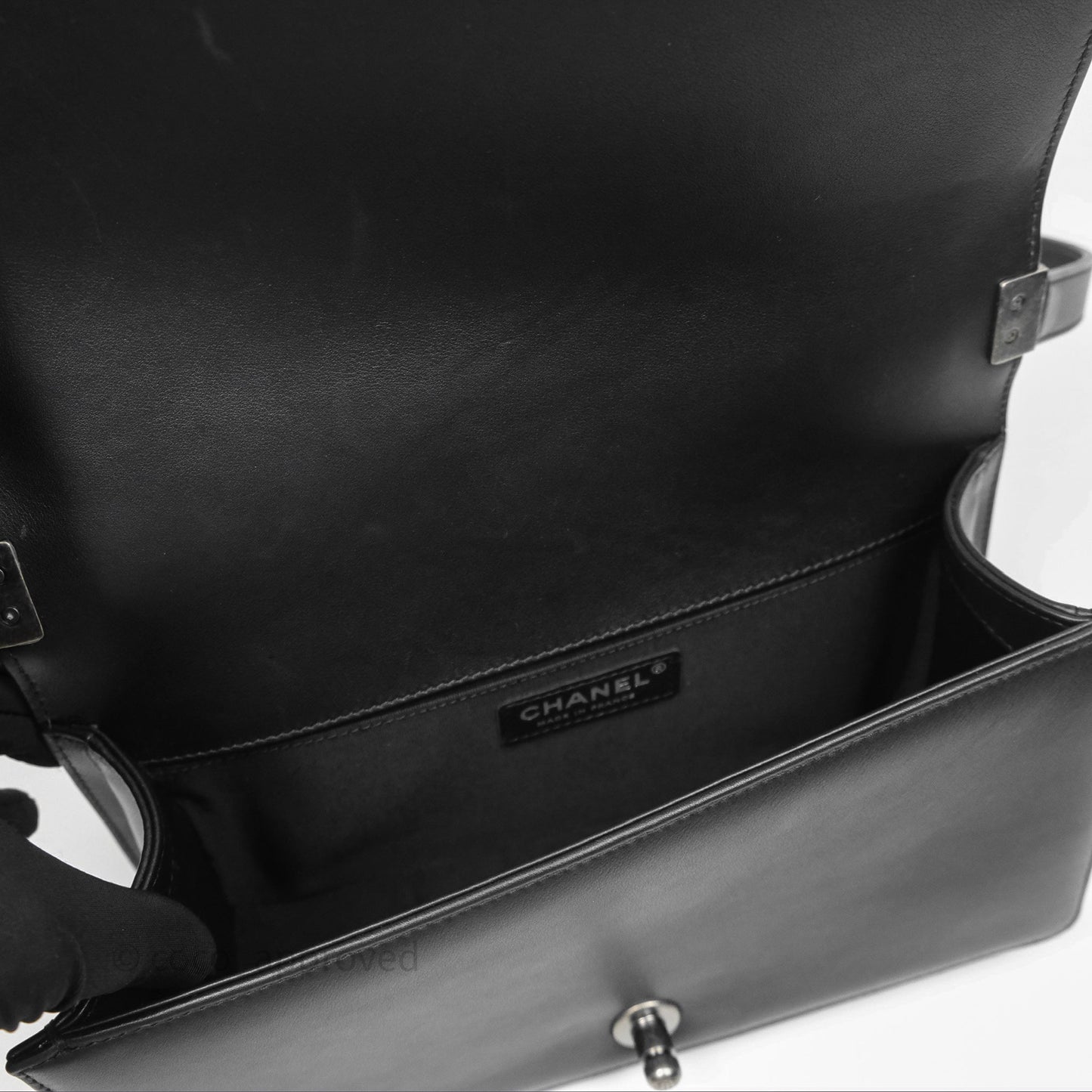 Chanel Quilted Medium Boy Black Calfskin Ruthenium Hardware
