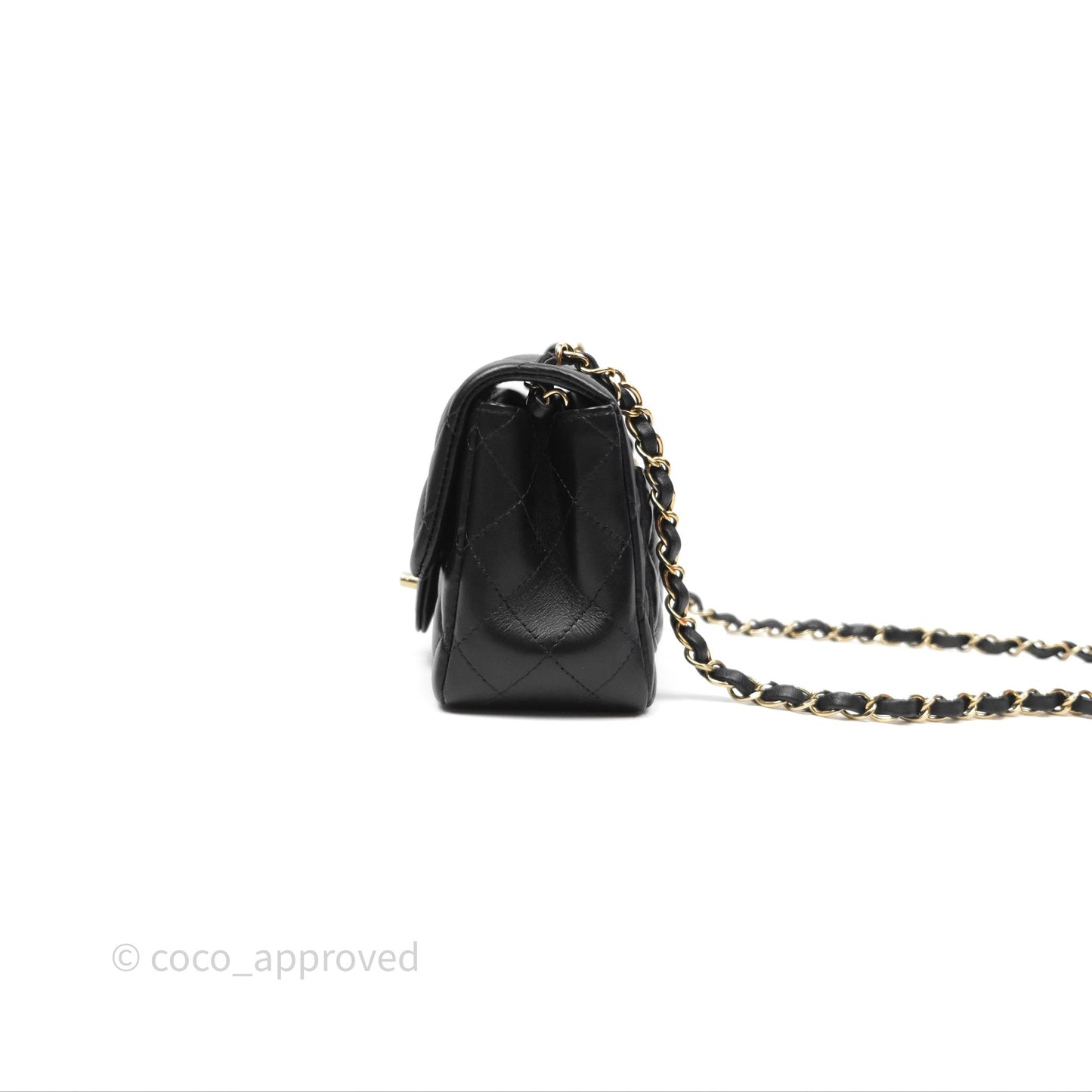 Chanel Mini Square Flap Quilted Black Lambskin Gold Hardware