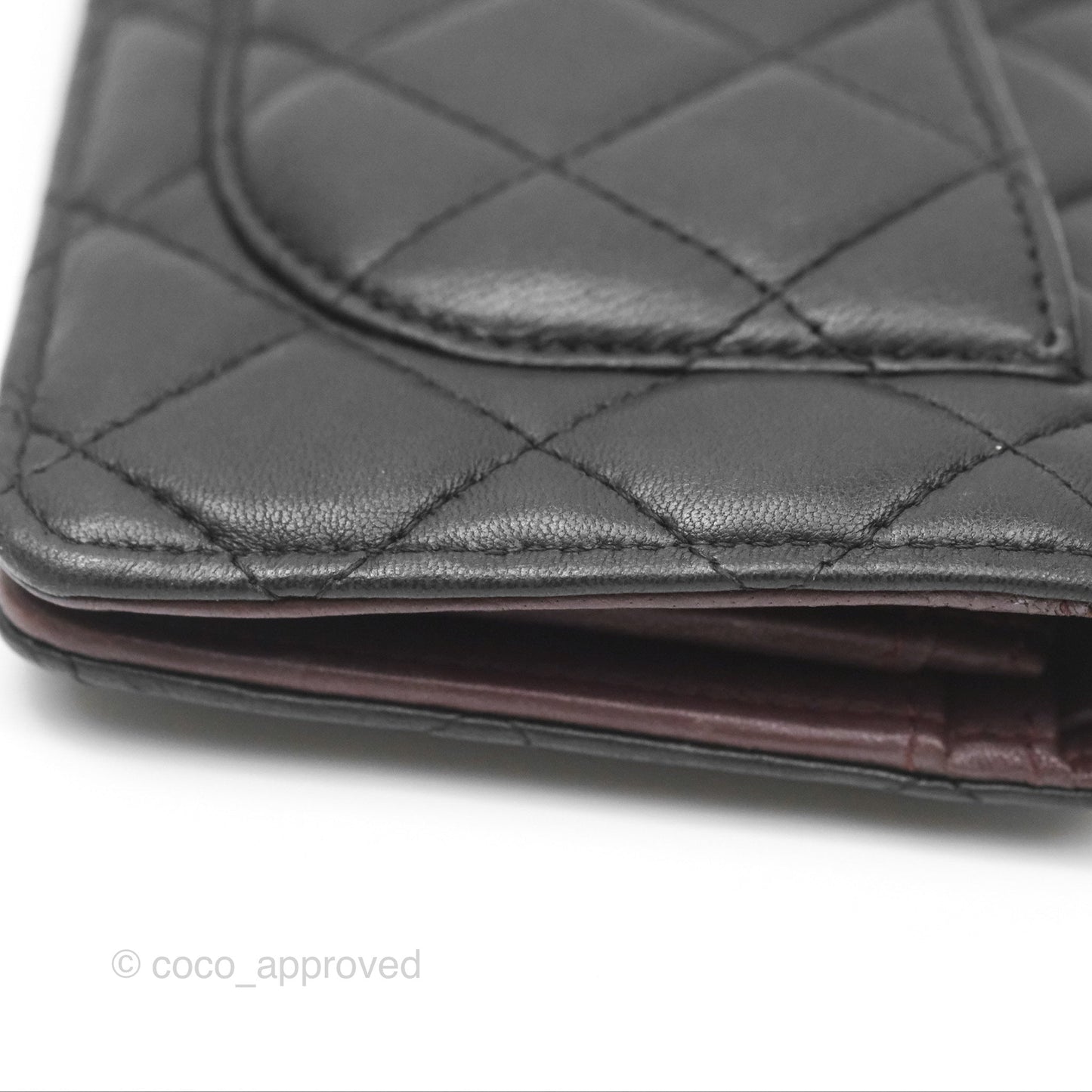 Chanel Classic Quilted Long Wallet Black Lambskin Silver Hardware