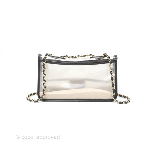Chanel Medium Sand By The Sea PVC Flap Black Lambskin Gold Hardware