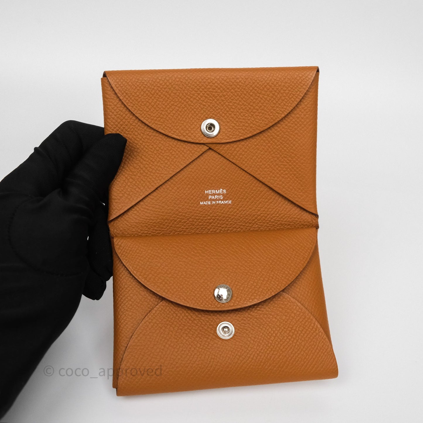 Hermès Calvi Duo Compact Card Holder Gold Epsom