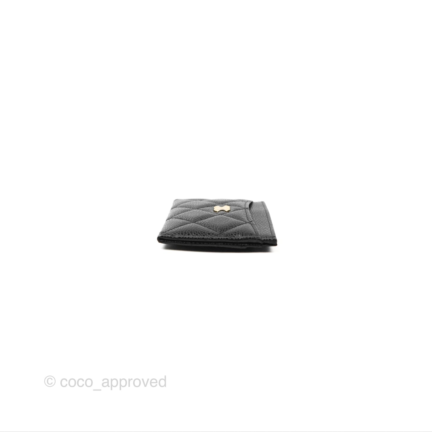 Chanel Classic Flat Card Holder Black Caviar Gold Hardware