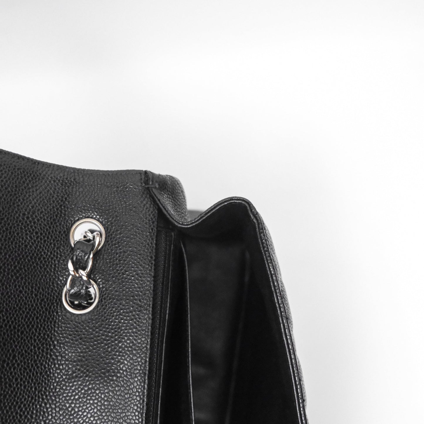 Chanel Jumbo Single Flap Black Caviar Silver Hardware