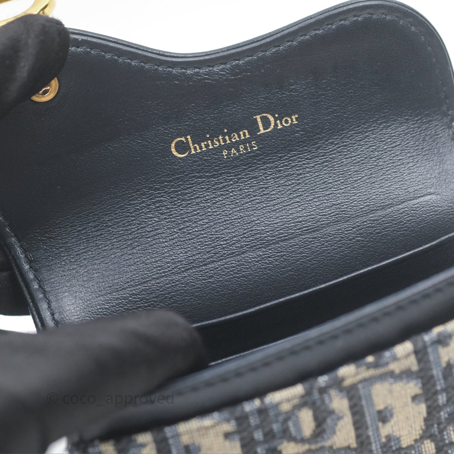Christian Dior Saddle Flap Card Holder Blue Dior Oblique Jacquard