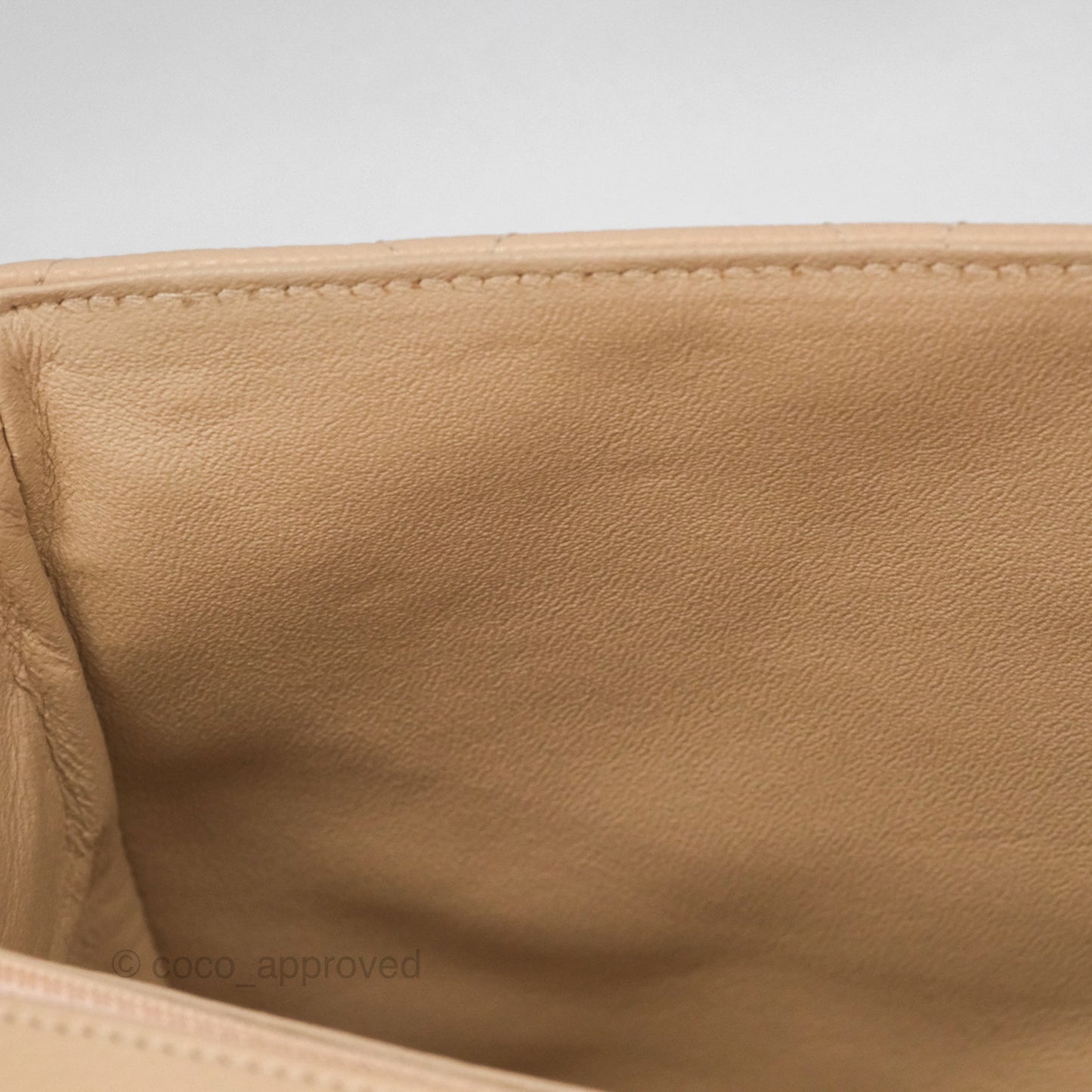 Chanel Jumbo Single Flap Quilted Beige Caviar Gold Hardware