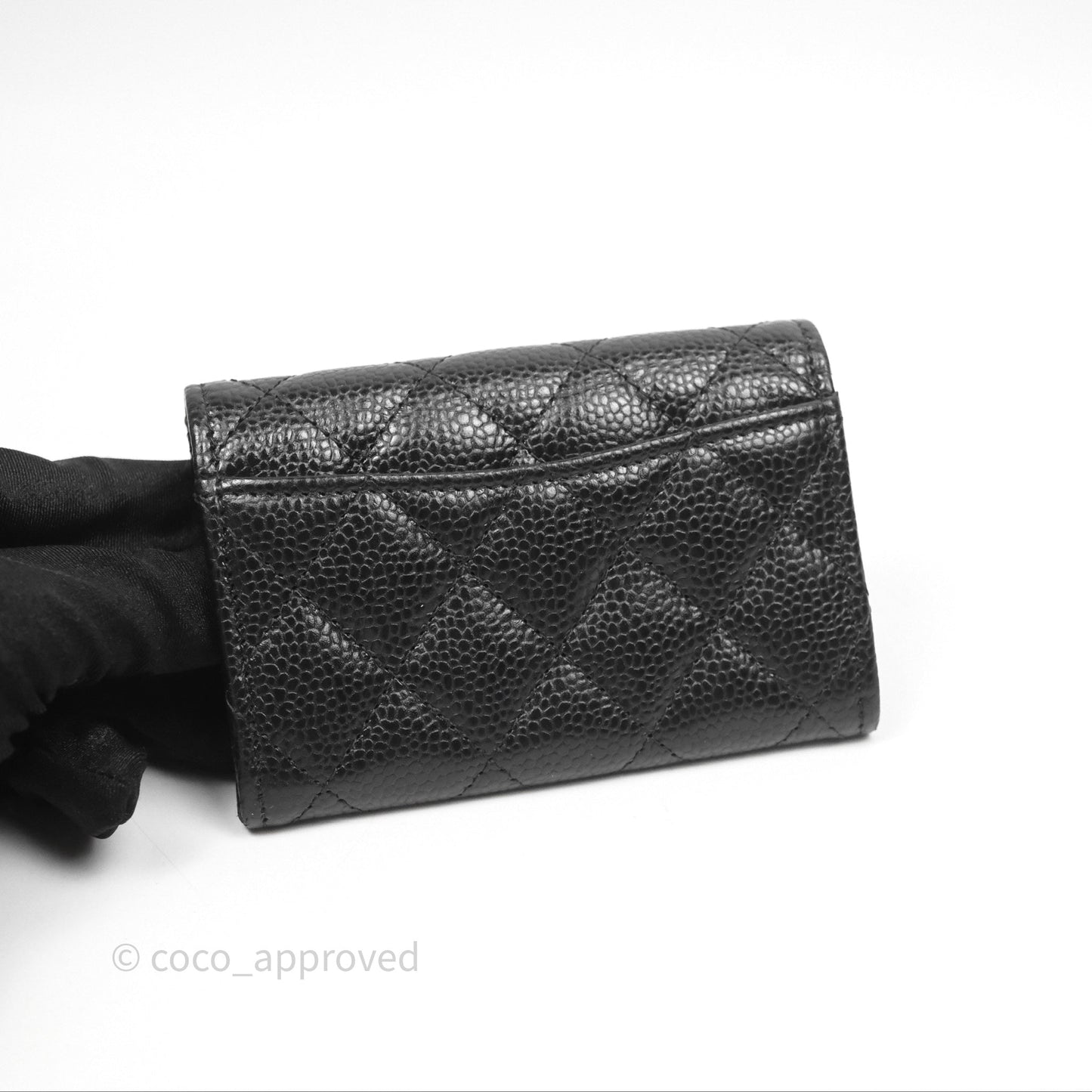 Chanel Quilted Flap Card Holder Caviar Black Gold Hardware
