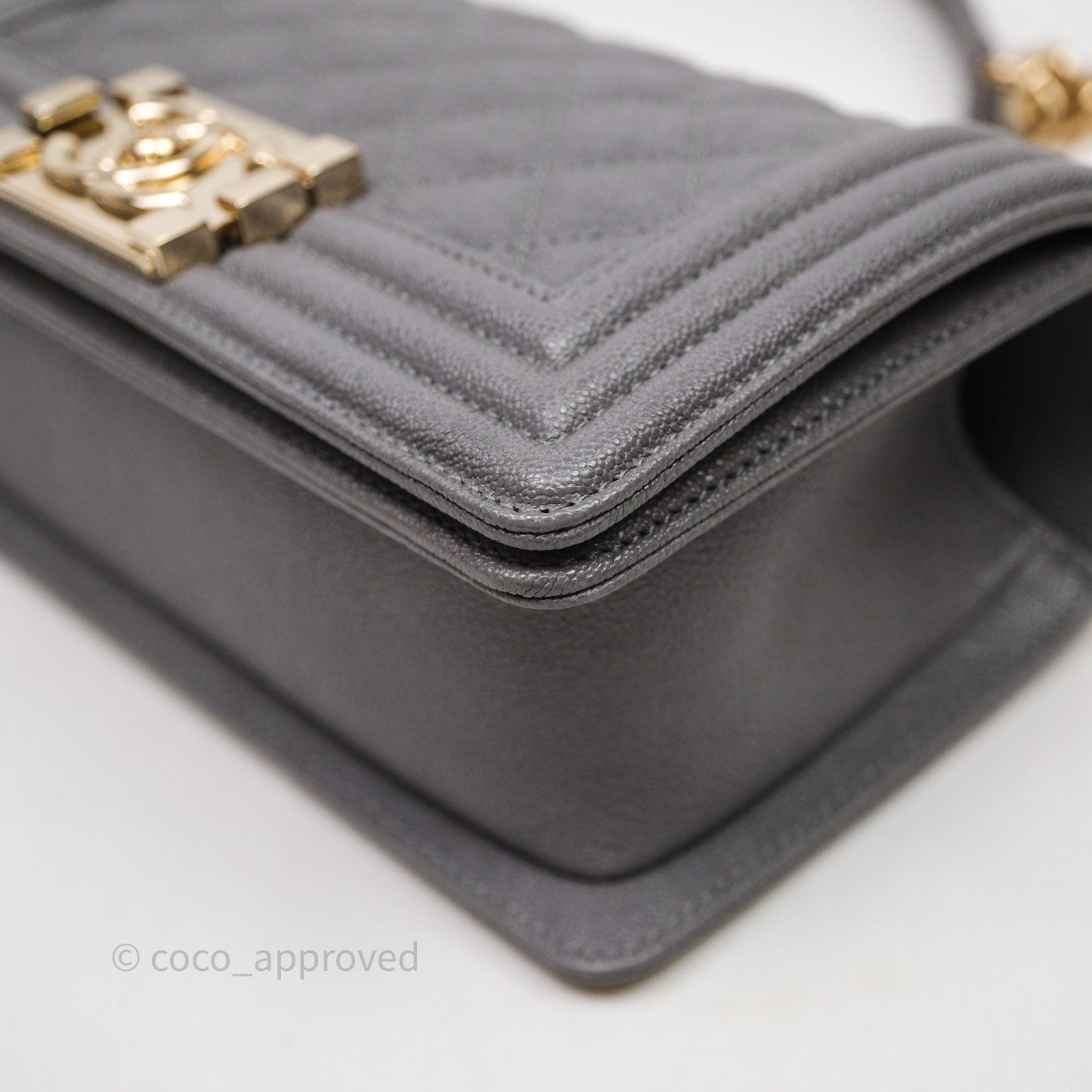 Chanel Small Boy Dark Grey Caviar Gold Hardware