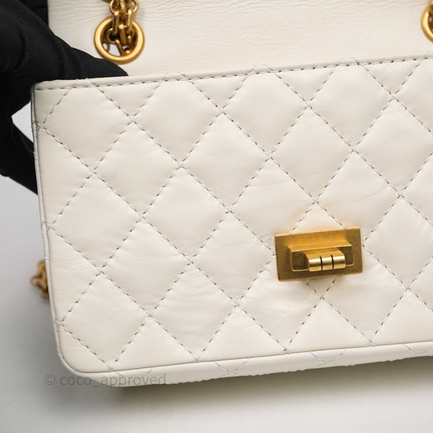 Chanel Mini Reissue 224 White Calfskin Aged Gold Hardware
