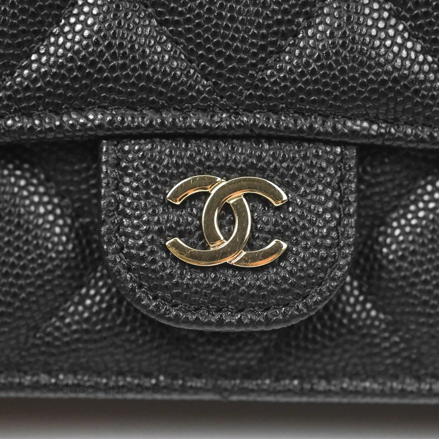 Chanel Mini Wallet Card Holder With Chain Black Caviar Gold Hardware