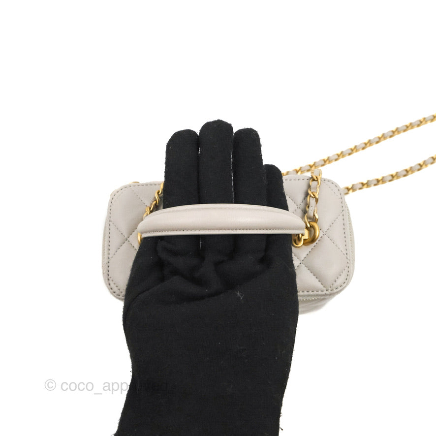 Chanel Vanity Rectangular Top Handle Grey Lambskin Gold Hardware