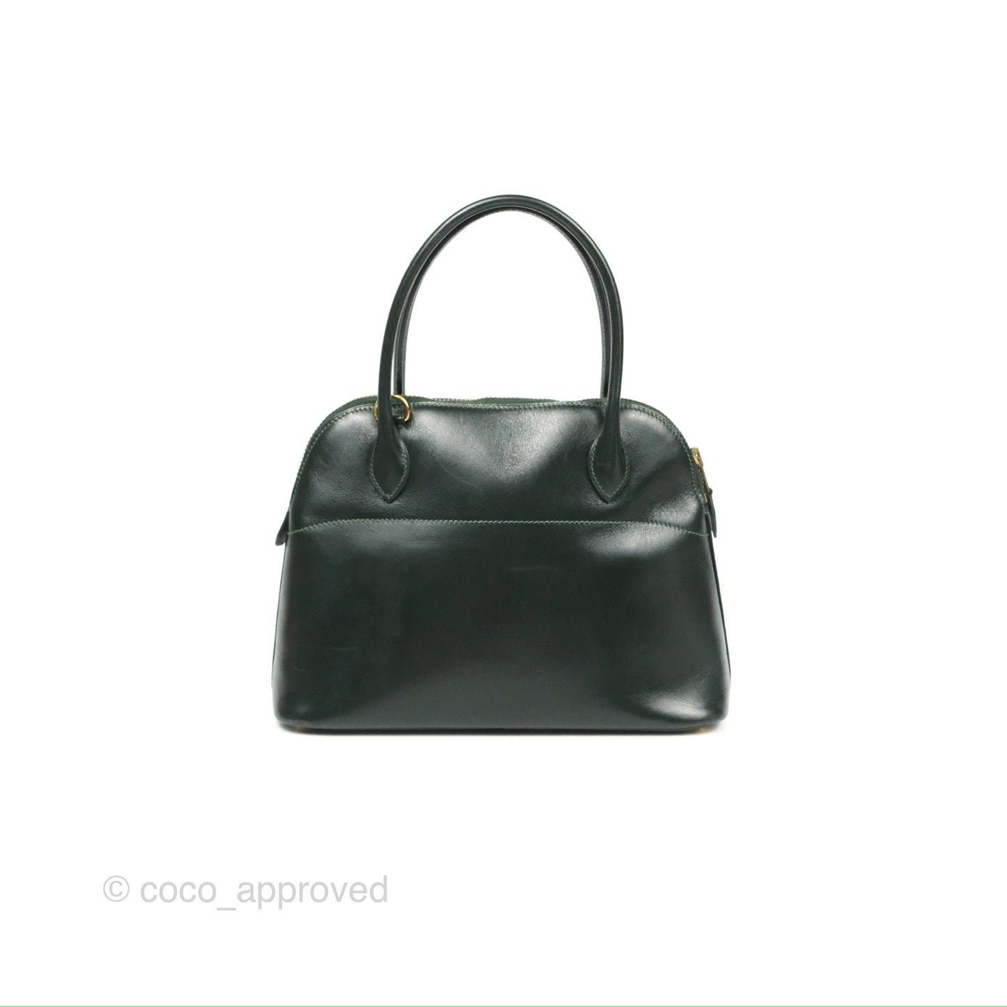 Hermès Vintage Bolide 27 Dark Green Box Leather Gold Hardware