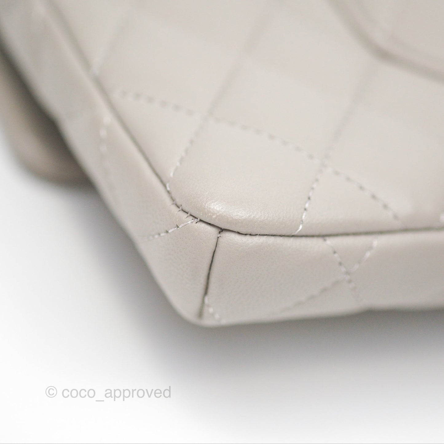 Chanel Classic Flap Clutch Quilted Light Grey Lambskin Silver Hardware