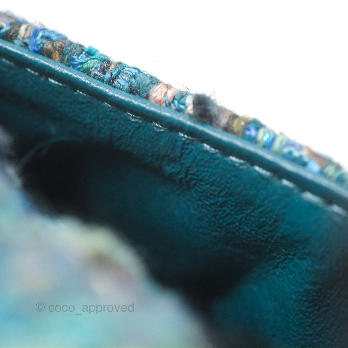 Chanel Mini Rectangular Flap Teal Tweed Gold Hardware