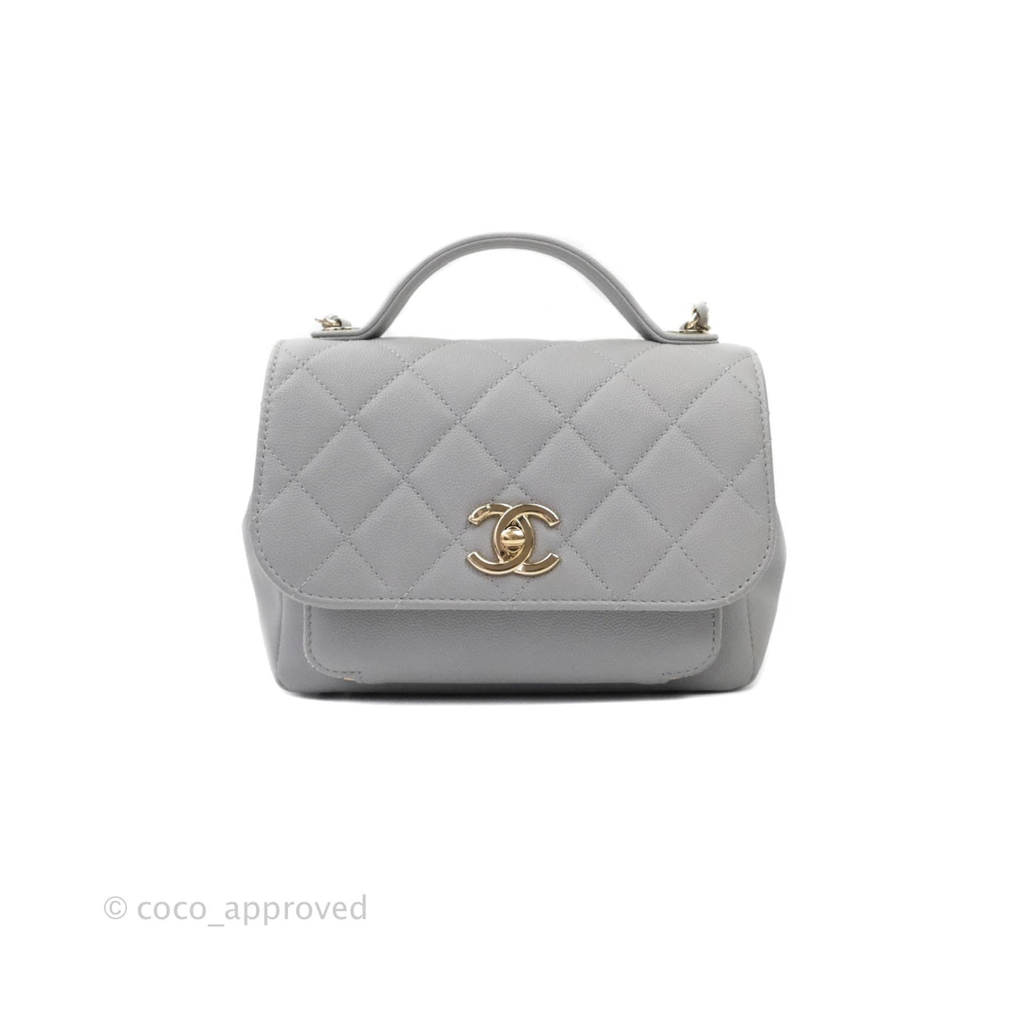 Chanel Quilted Small Business Affinity Flap Grey Caviar Gold Hardware