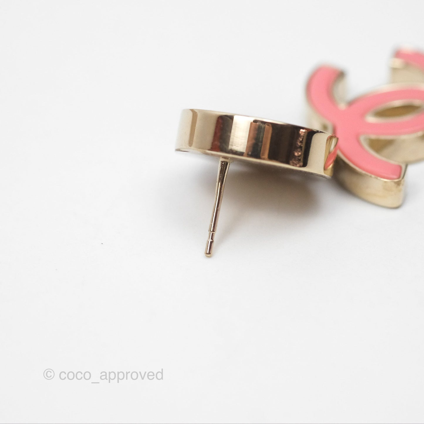 Chanel CC Logo Enamel Pink/ Black Drop Earrings 23C