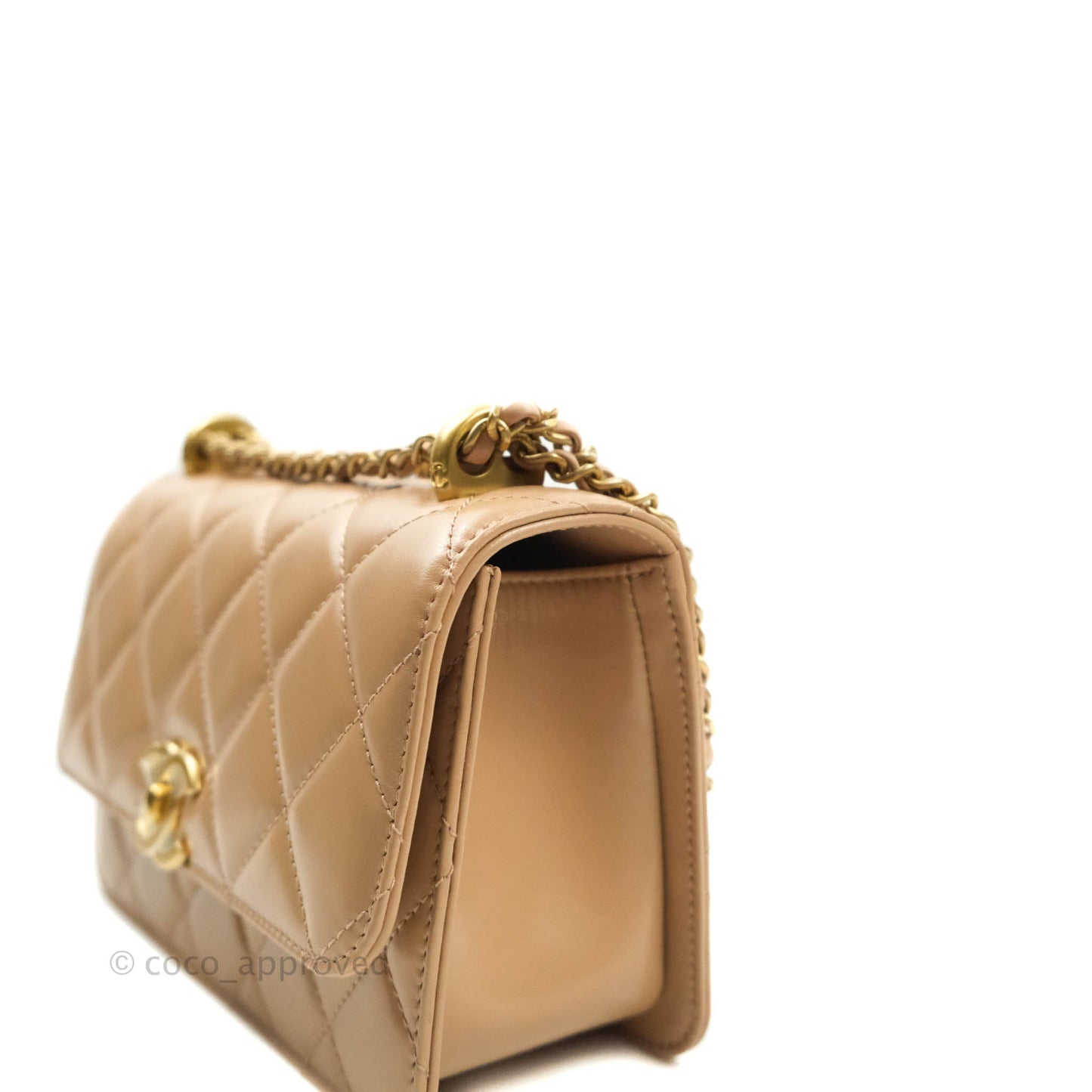 Chanel Quilted Mini Perfect Fit Adjustable Beige Calfskin Gold Hardware 21A