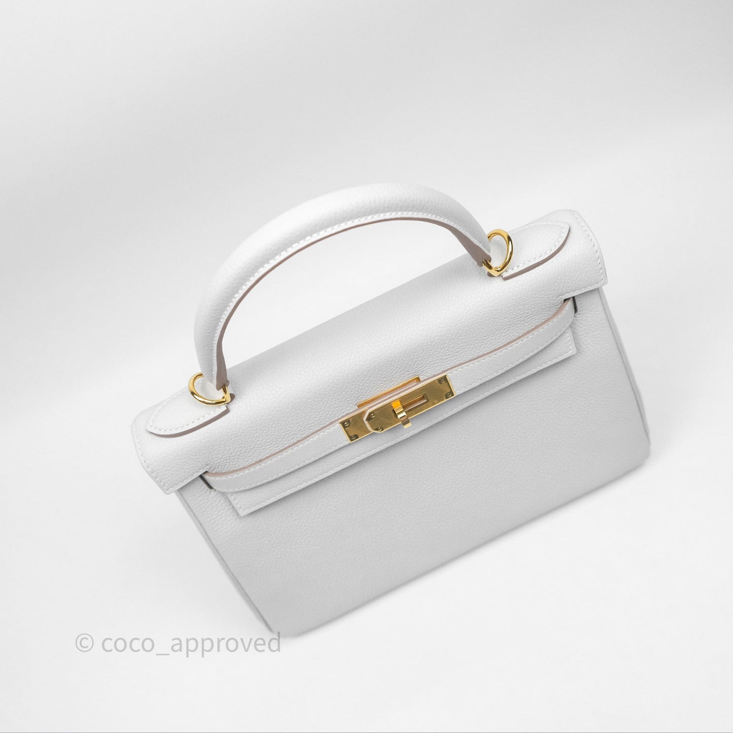 Hermès Kelly II 28 Retourne Gris Pale M4 Togo Gold Hardware