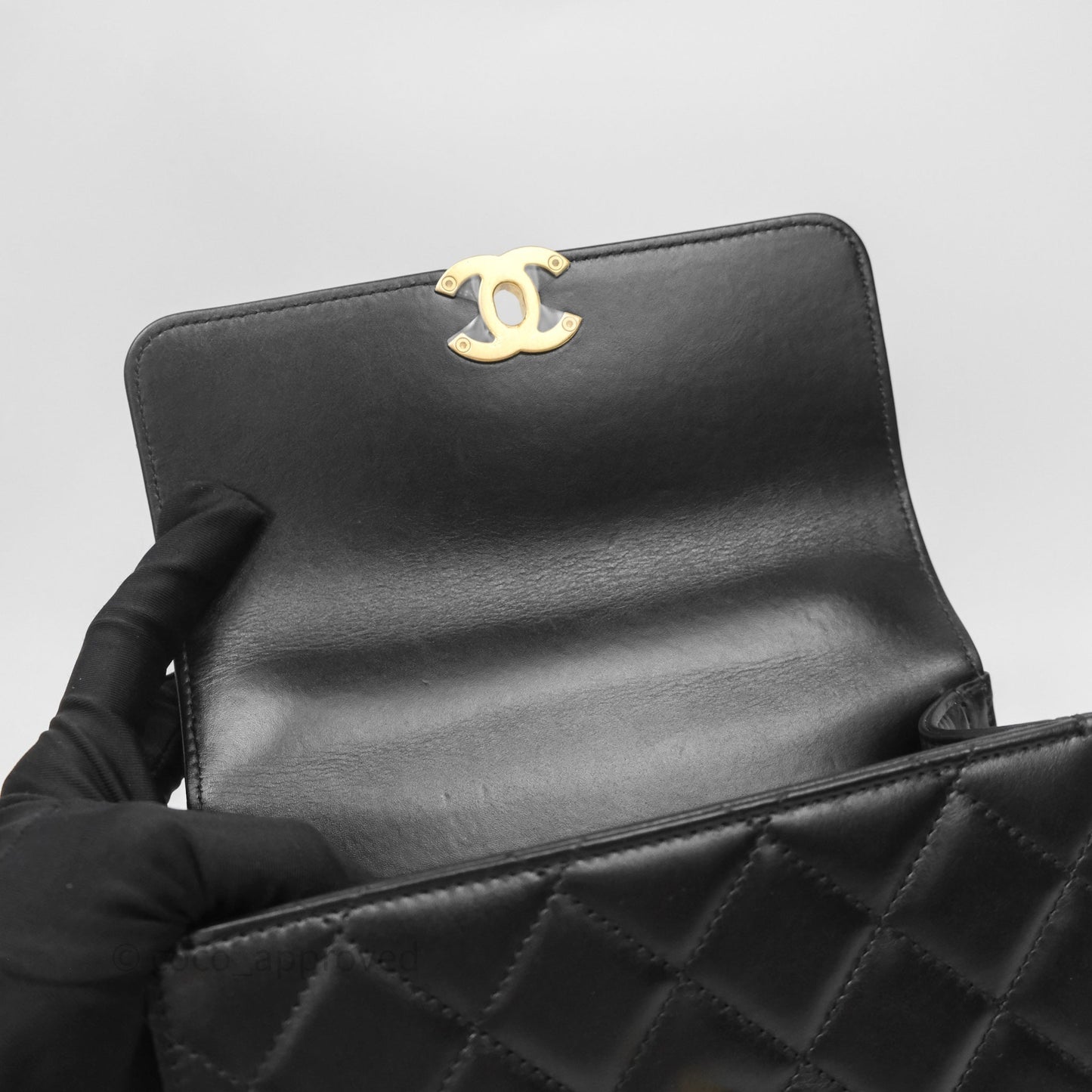Chanel Mini Perfect Fit Adjustable Quilted Black Calfskin Aged Gold Hardware