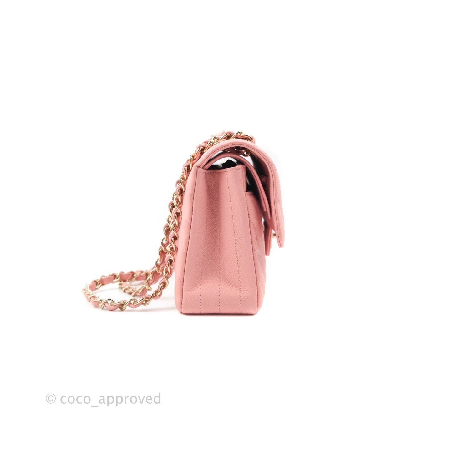 Chanel Classic Chevron S/M Small Double Flap Pink Matte Caviar Gold Hardware