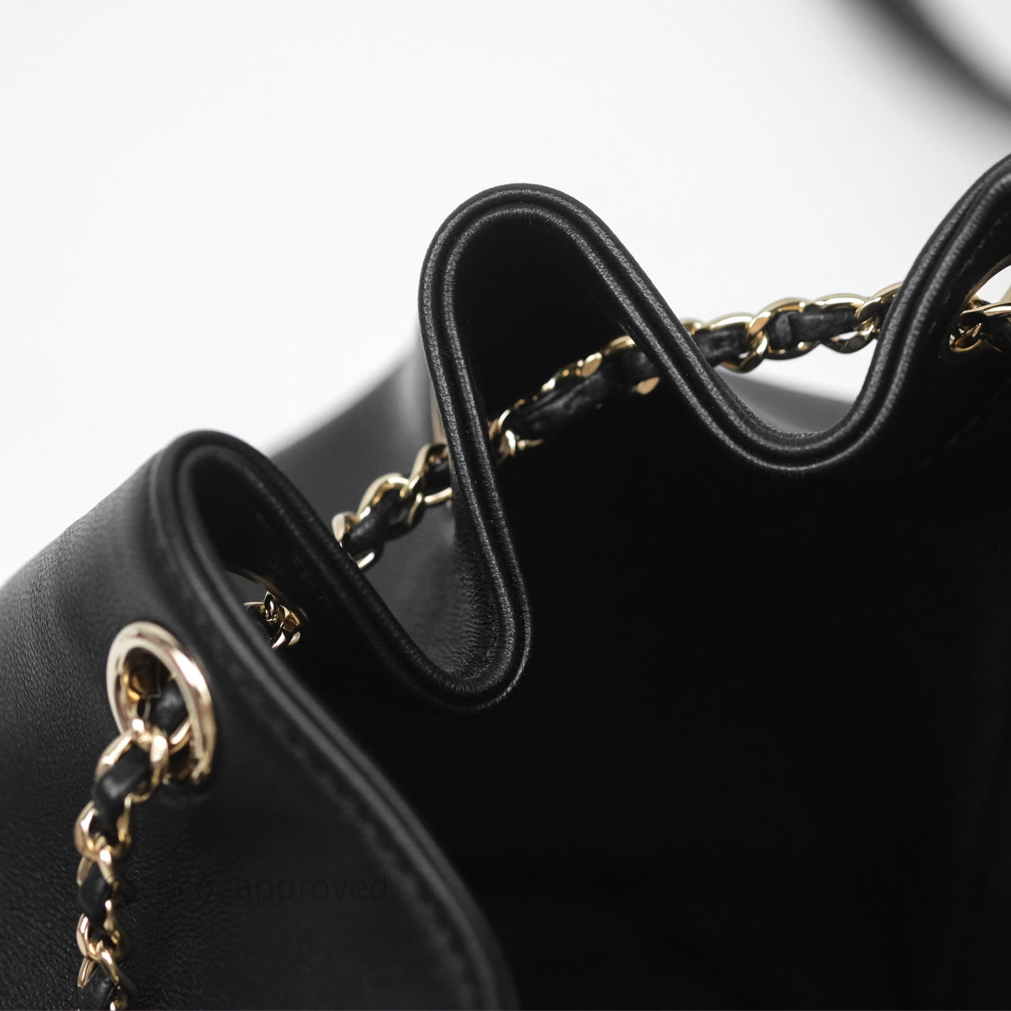Chanel Small Duma Drawstring Backpack Black Lambskin Gold Hardware