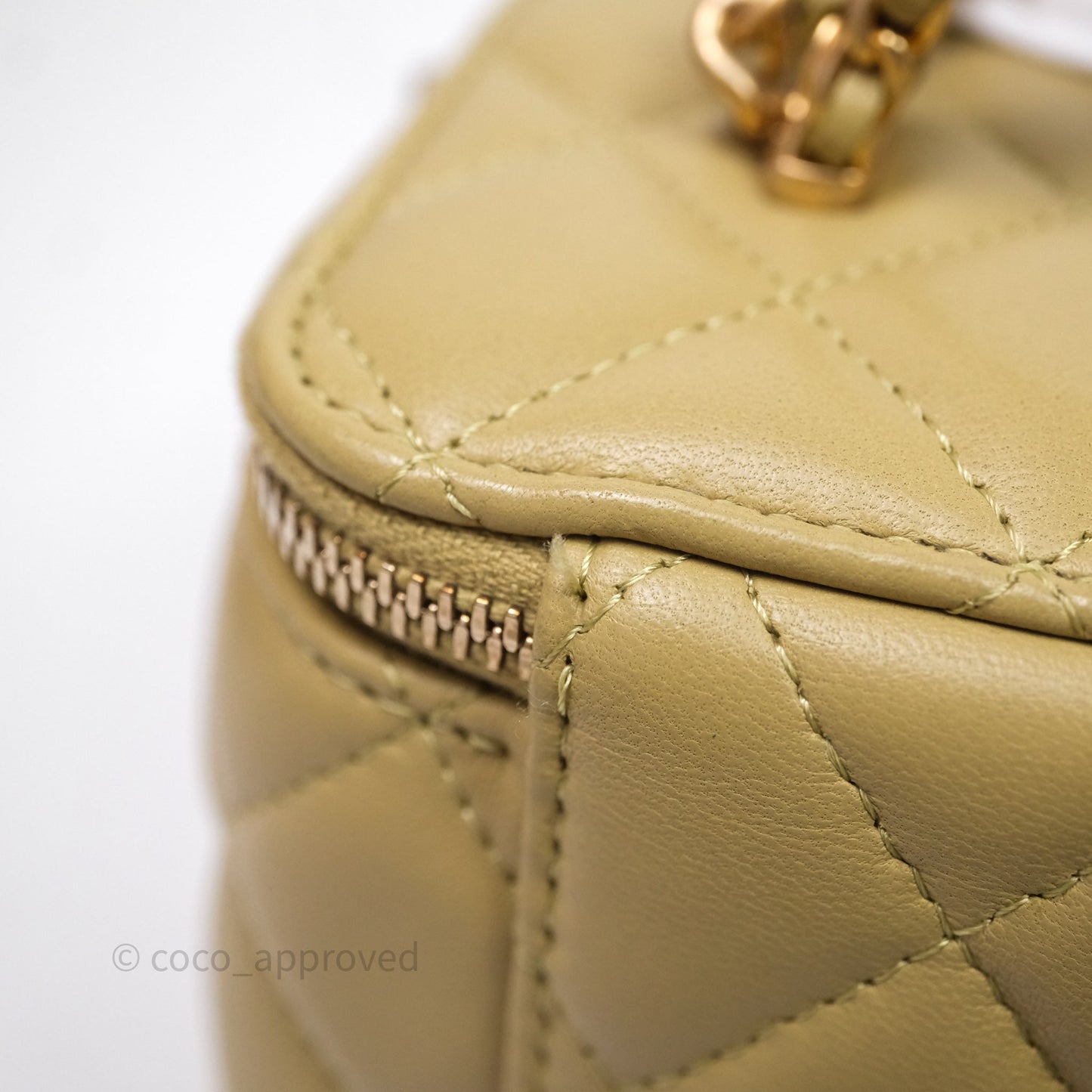 Chanel Top Handle Vanity with Chain Olive Green Lambskin Aged Gold Hardware