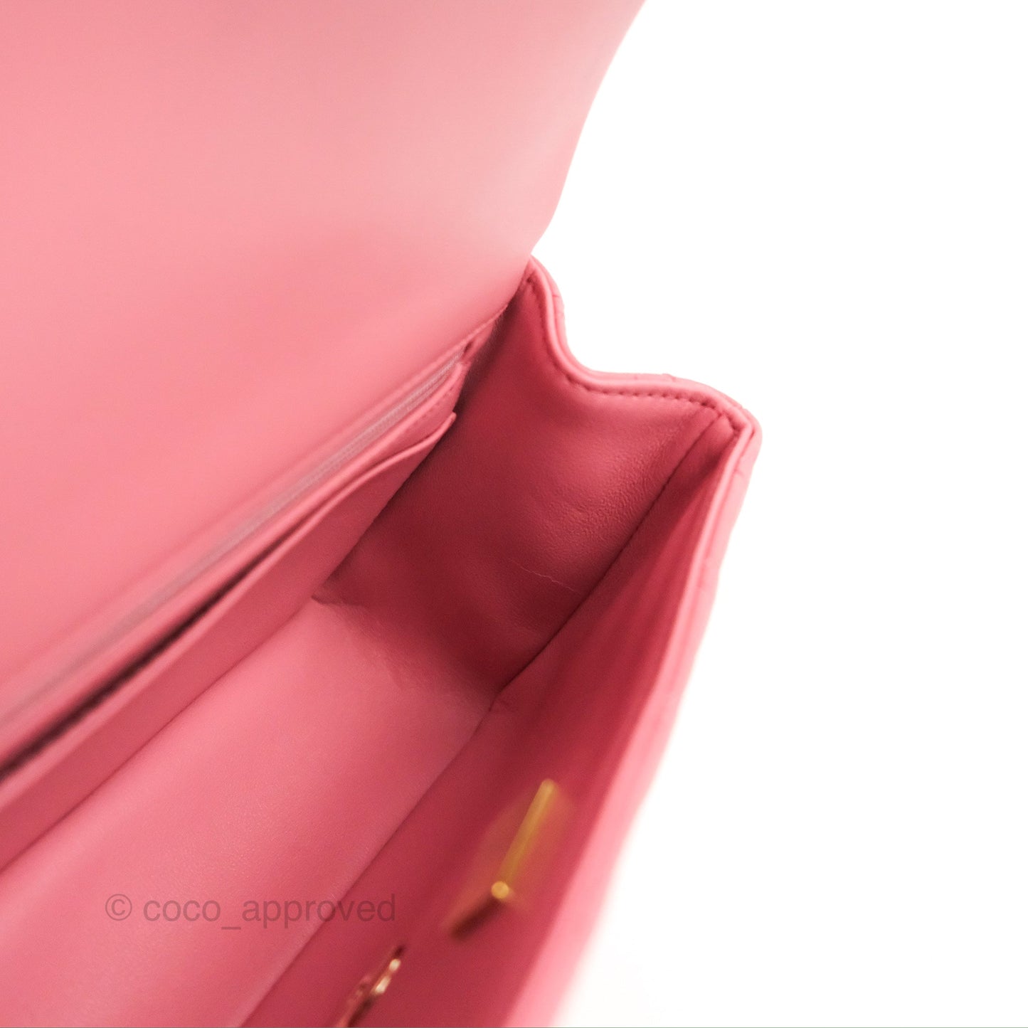 Chanel Top Handle Mini Rectangular Flap Bag Pink Lambskin Gold Hardware