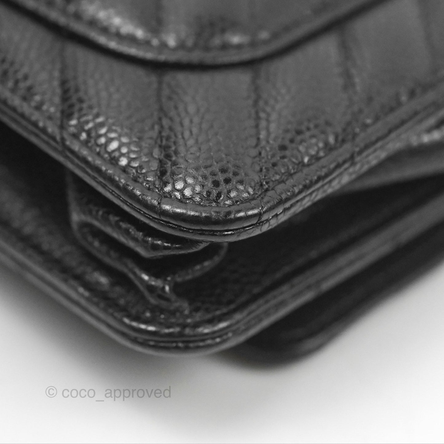 Chanel Classic Chevron Wallet on Chain WOC Black Caviar Silver Hardware