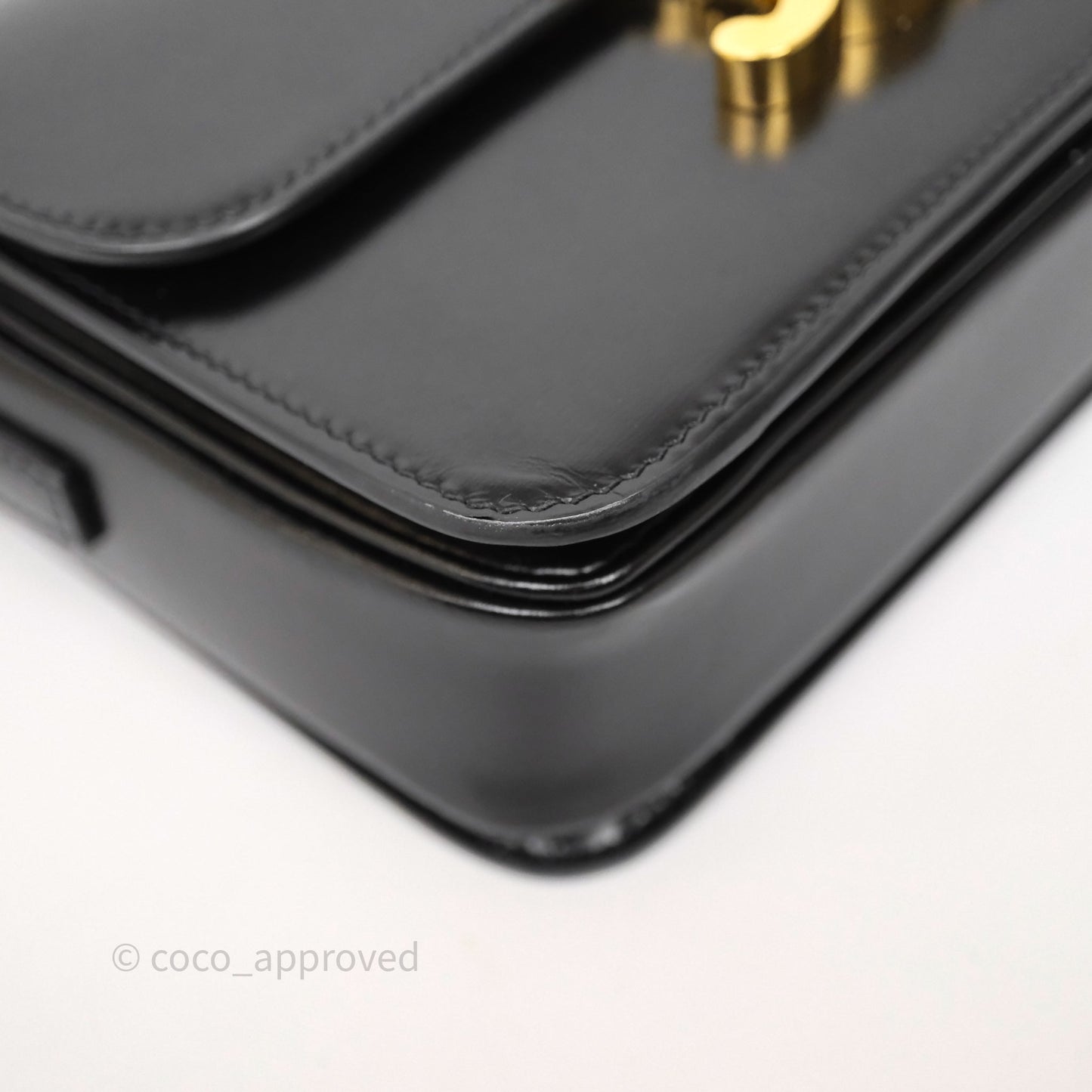 Celine Teen Triomphe Bag Black Shiny Calfskin Gold Hardware
