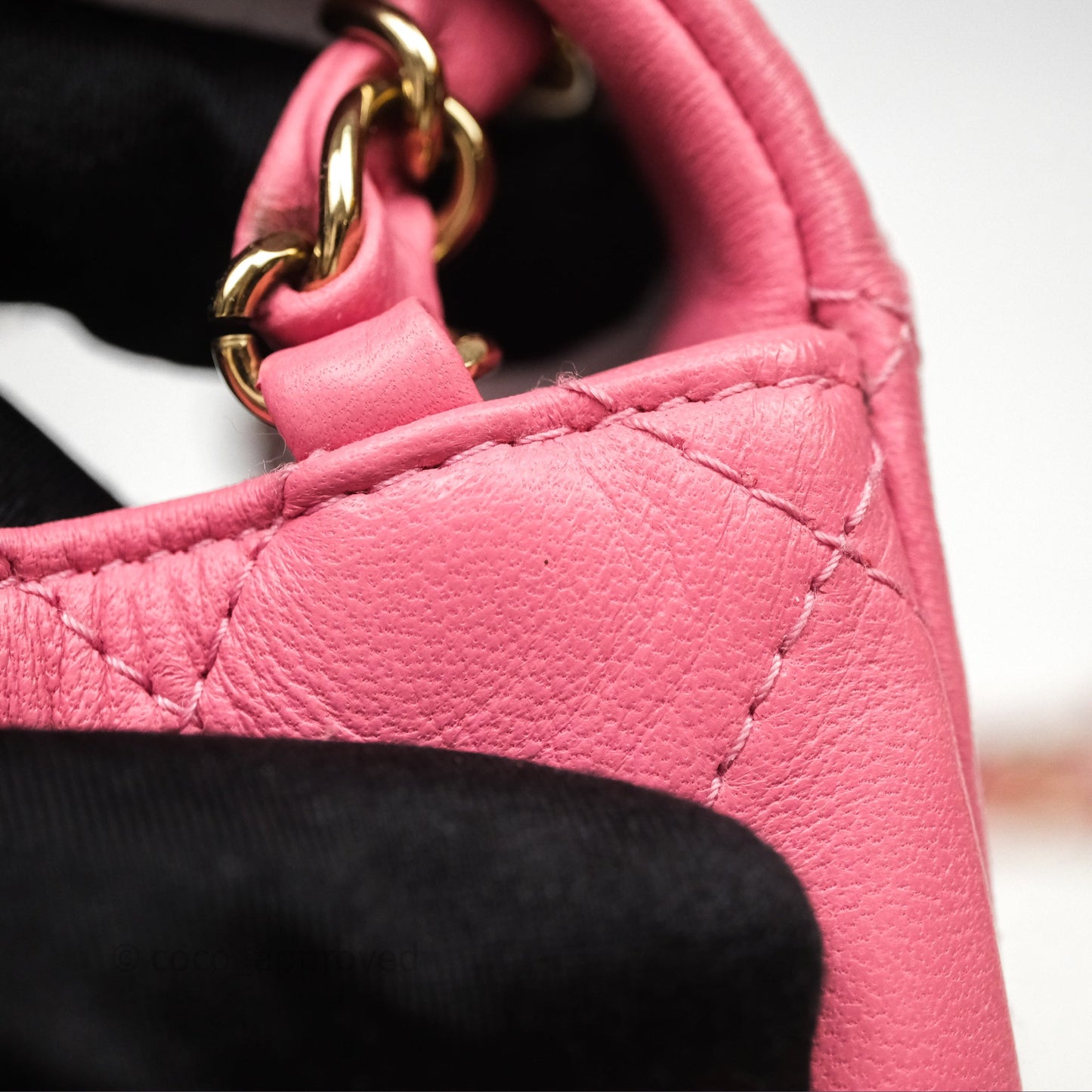 Chanel Mini Square Flap Quilted Pink Lambskin Gold Hardware