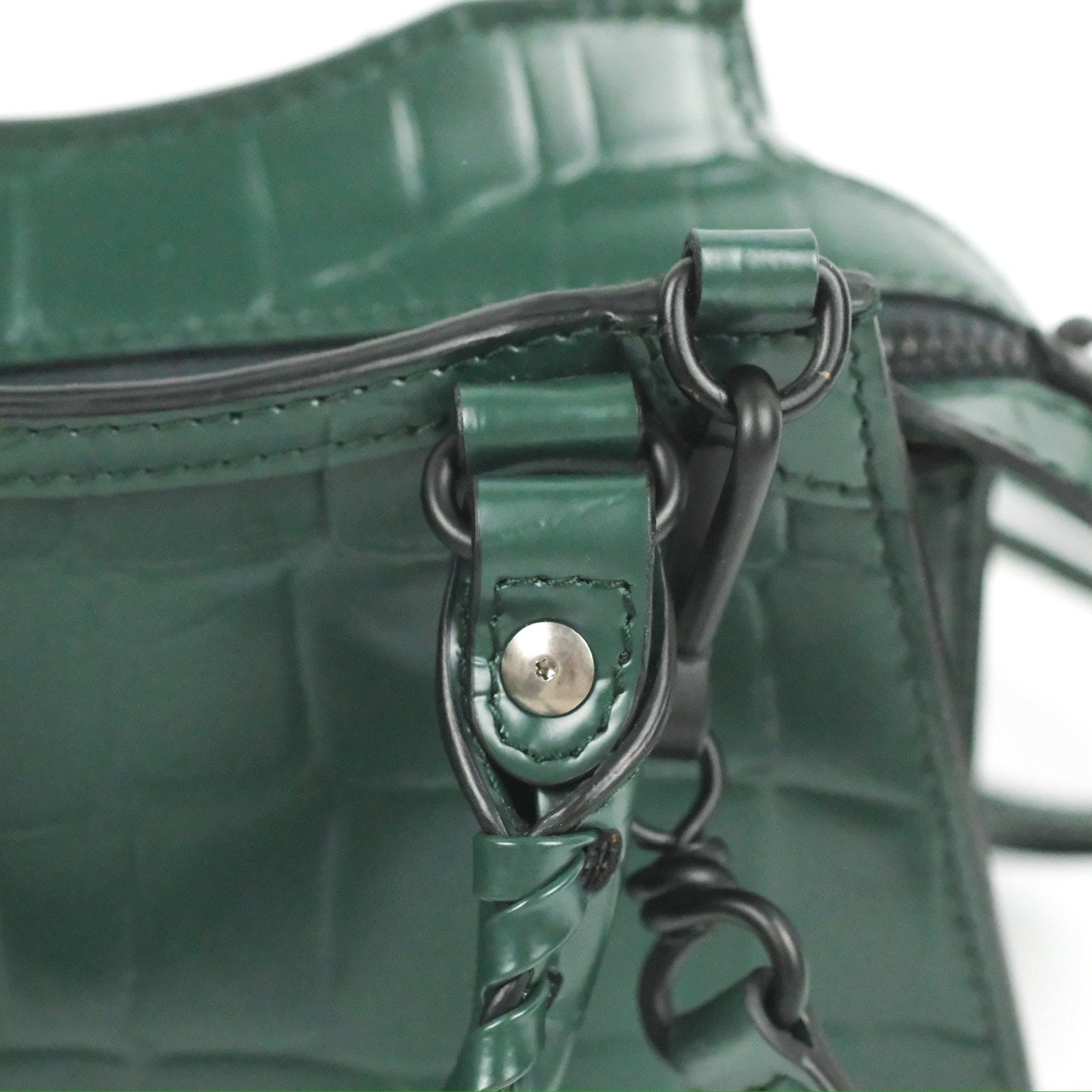 Balenciaga Mini Neo Classic City Bag Green Croc Embossed