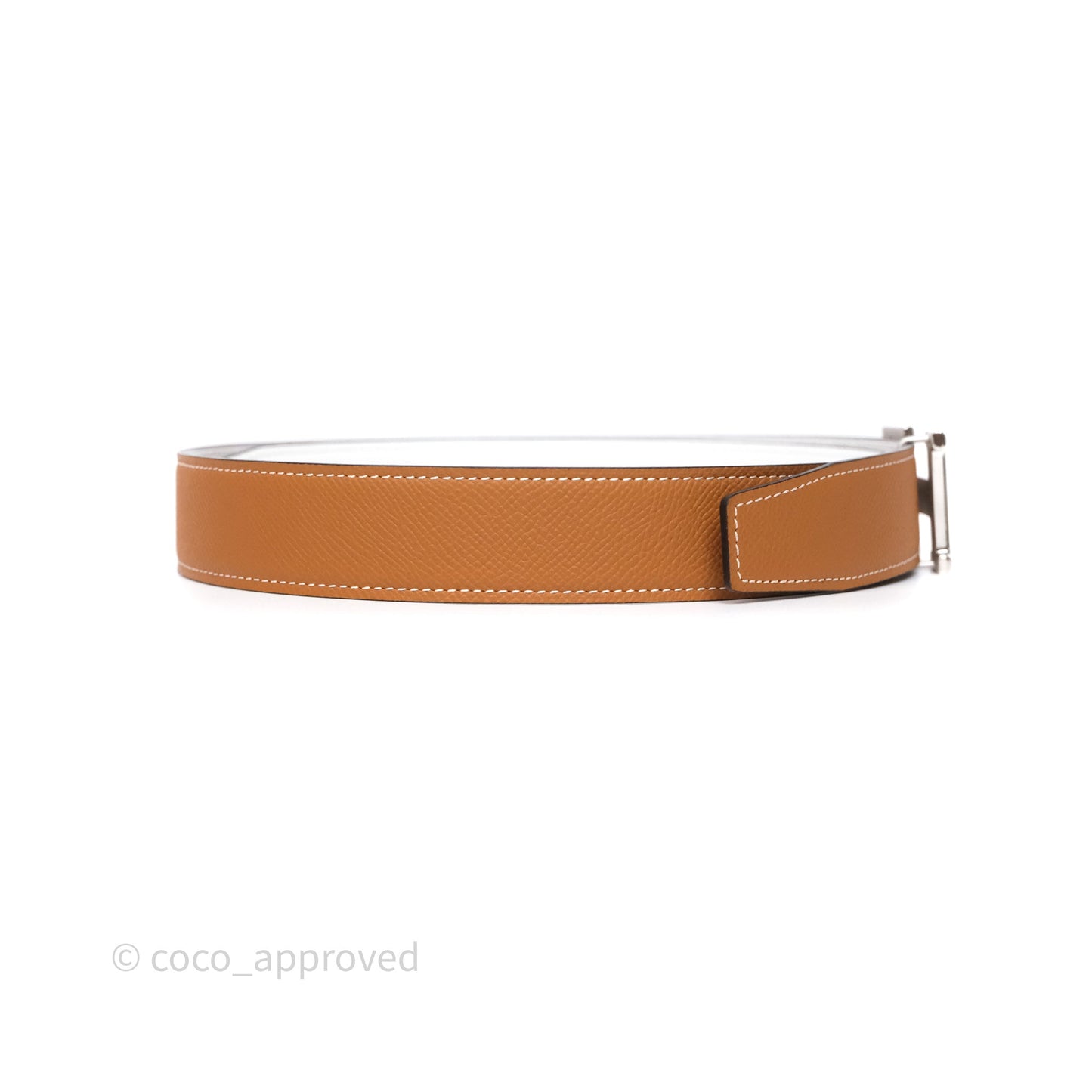 Hermès H Belt Buckle & Reversible Strap Gold White Blanc Brushed Palladium Hardware