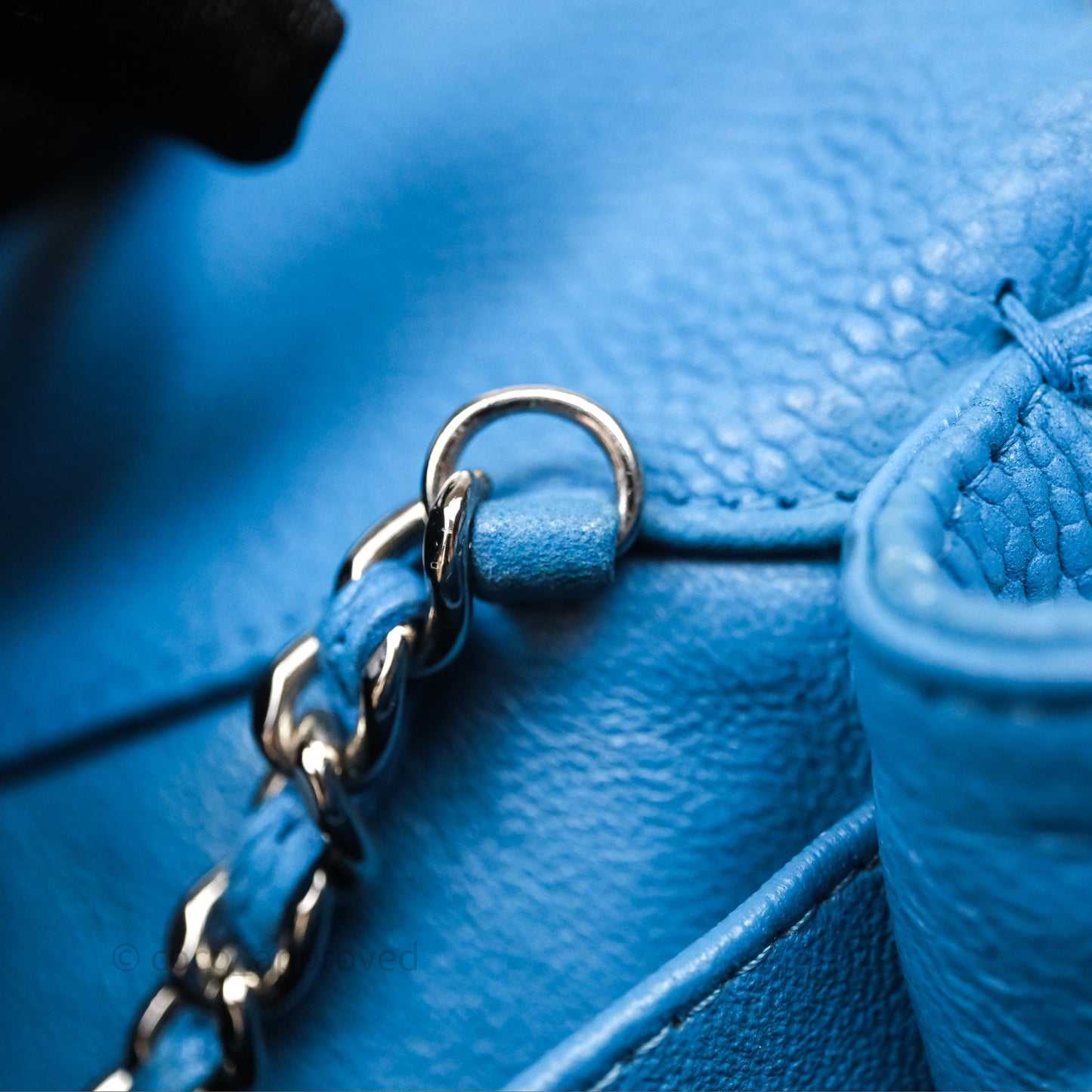 Chanel Quilted Clutch with Chain Caviar Azul Sliver Hardware
