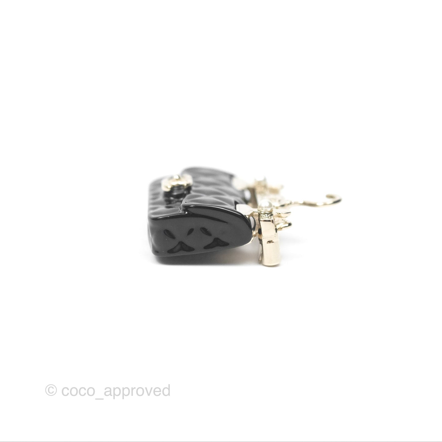 Chanel Black Classic Flap Hanger Brooch Gold Tone 23C