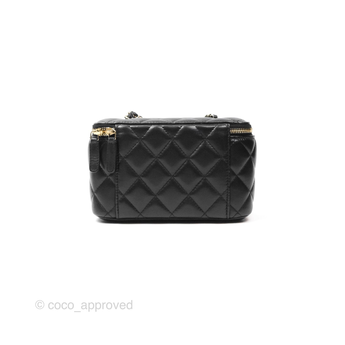 Chanel Vanity Rectangular with Chain Black Lambskin Gold Hardware