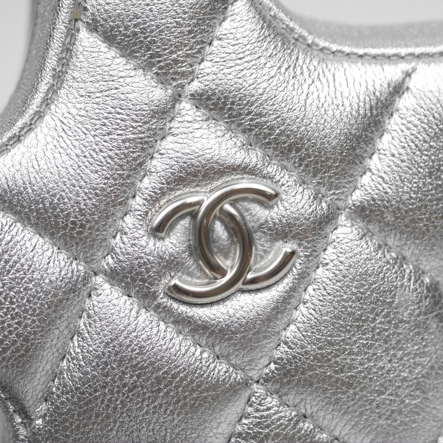 Chanel Star Coin Purse Metallic Silver Lambskin Silver Hardware