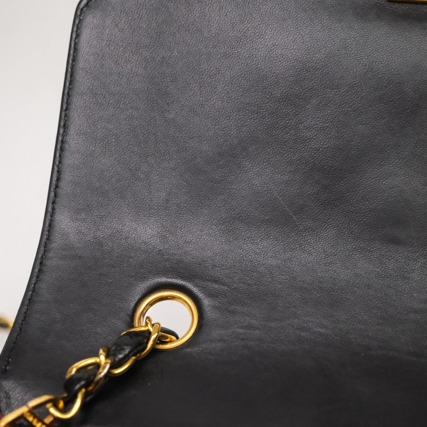 Chanel Vintage Small Classic Diana Flap Bag Black Lambskin 24K Gold Hardware