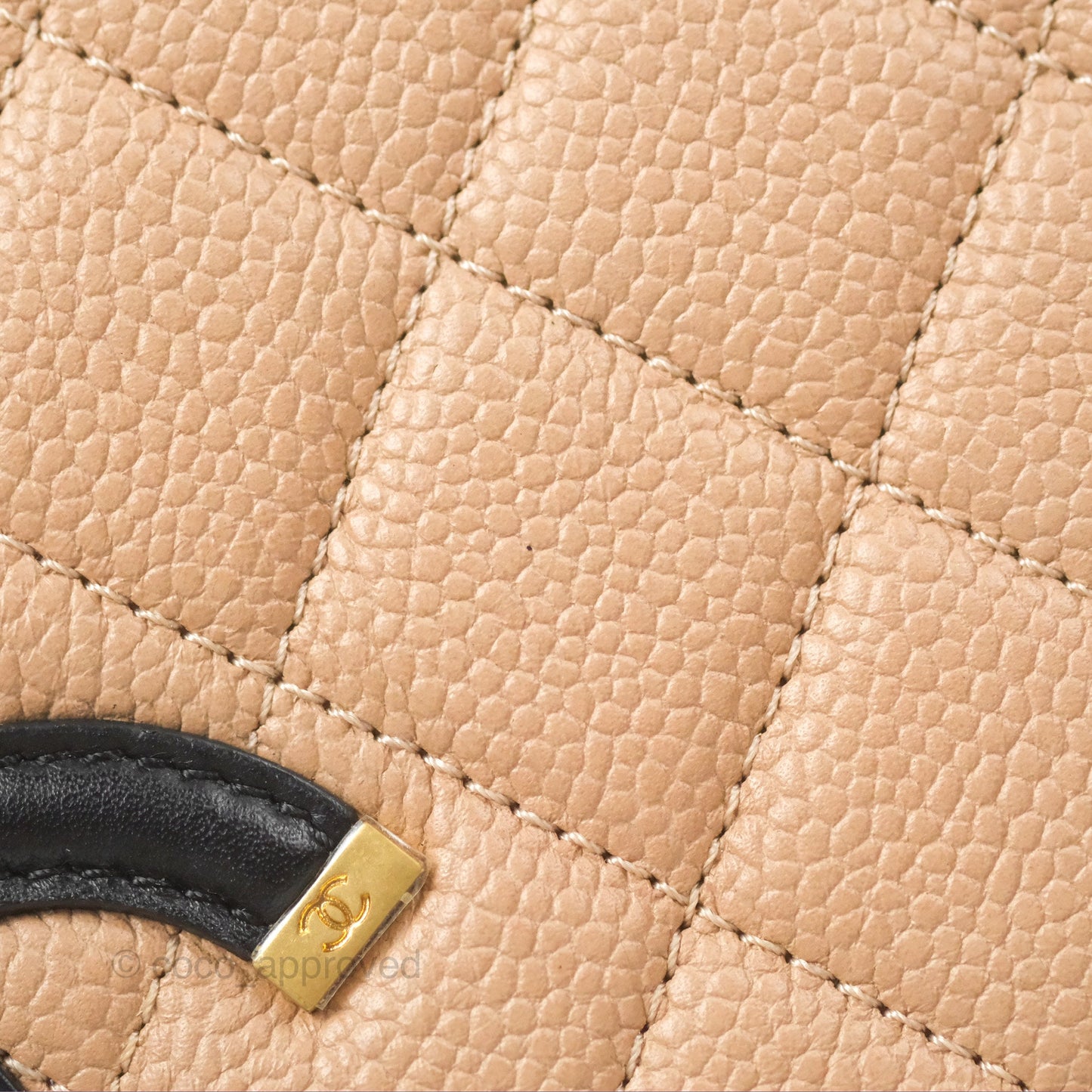 Chanel Quilted Small CC Filigree Flap Beige Black Caviar