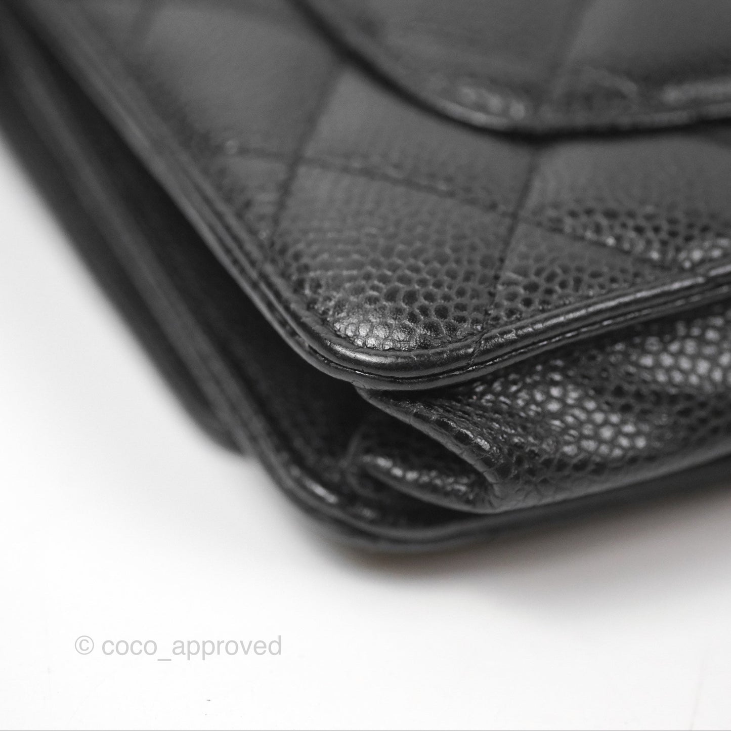 Chanel Quilted Classic Wallet On Chain WOC Black Caviar Silver Hardware