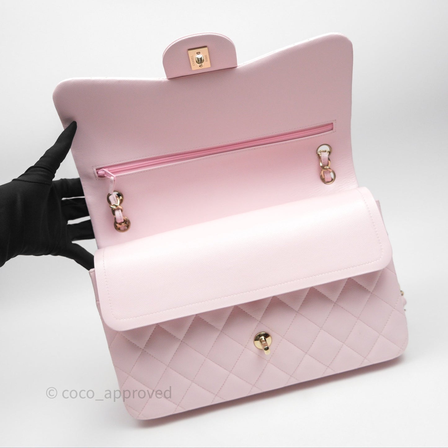 Chanel Jumbo Classic Double Flap Pink Caviar Gold Hardware⁣⁣
