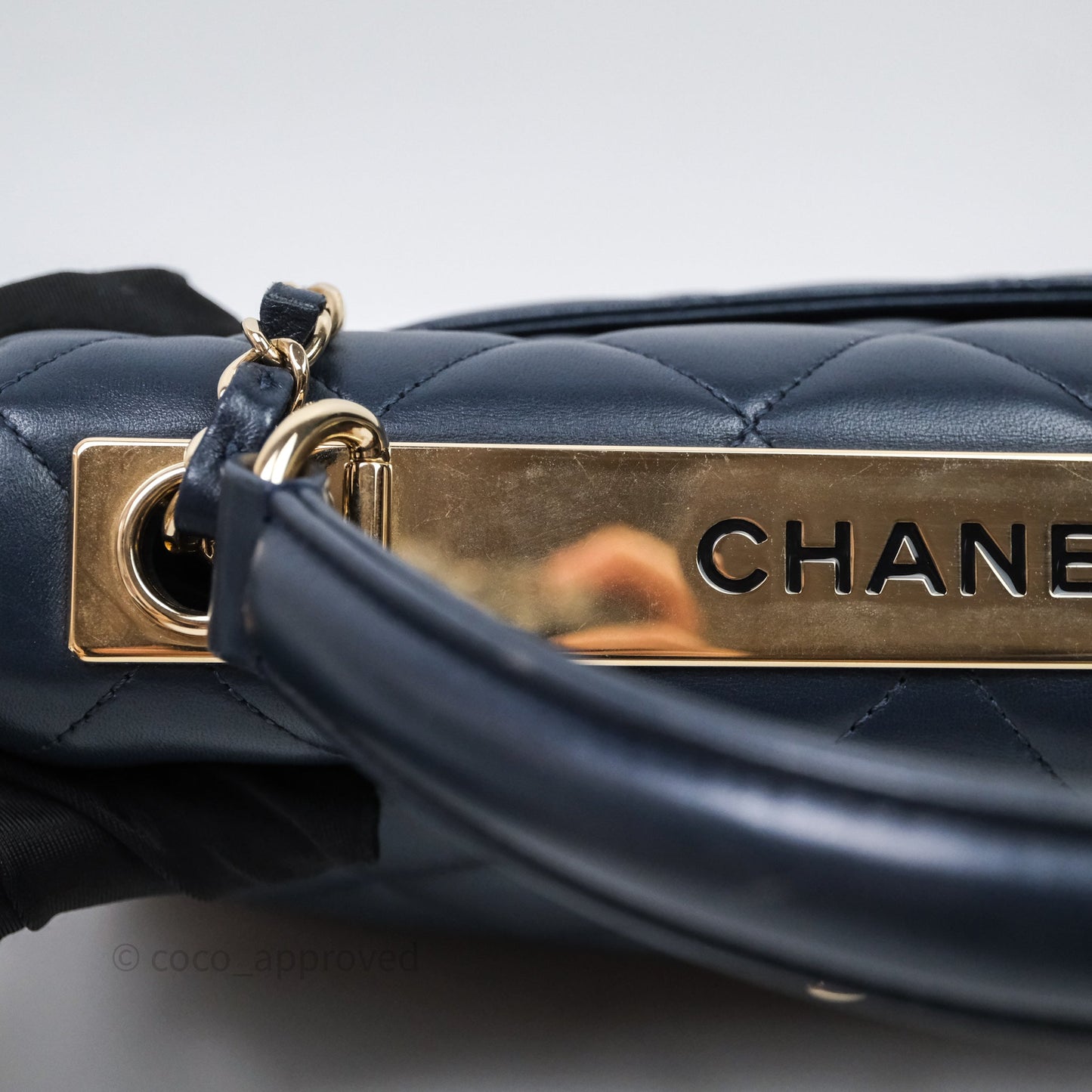 Chanel Small Trendy CC Navy Lambskin Gold Hardware