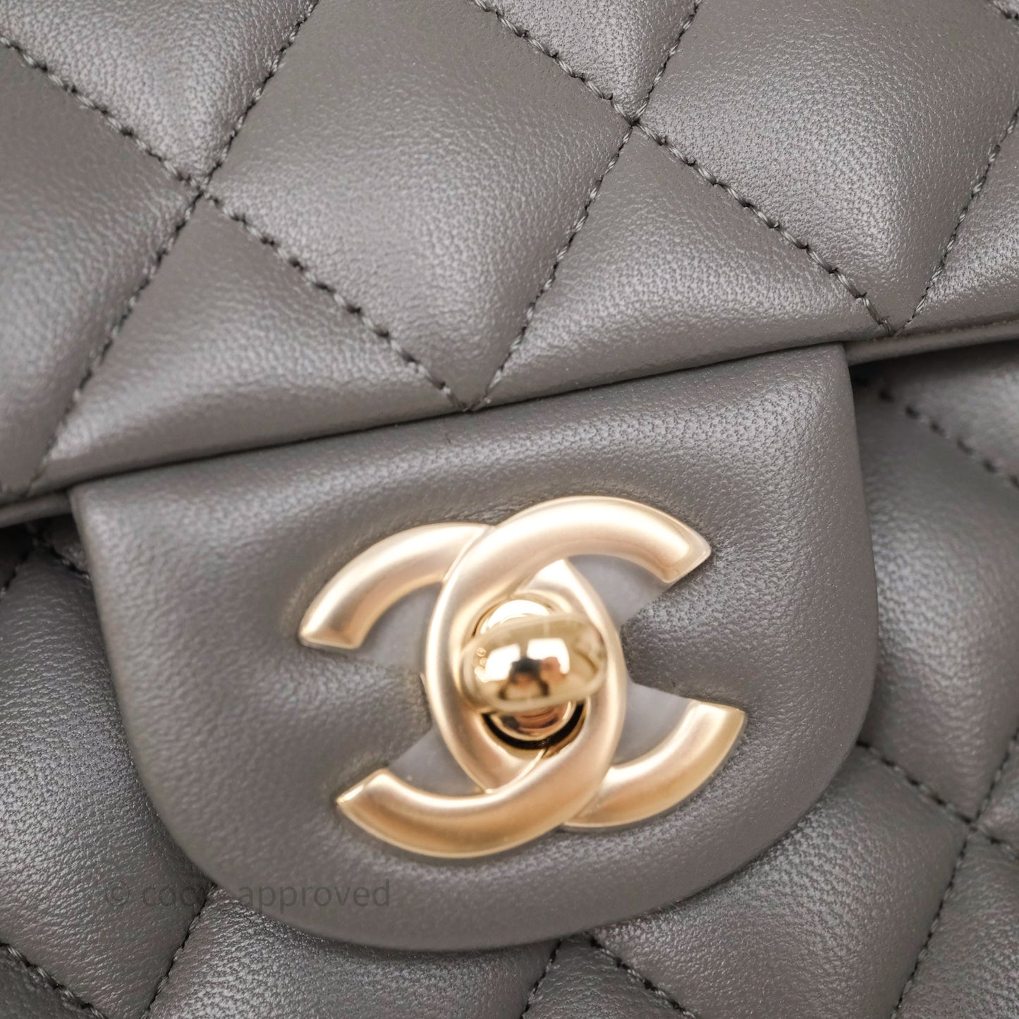 Chanel Small Quilted Classic Flap Grey Lambskin Light Gold Hardware
