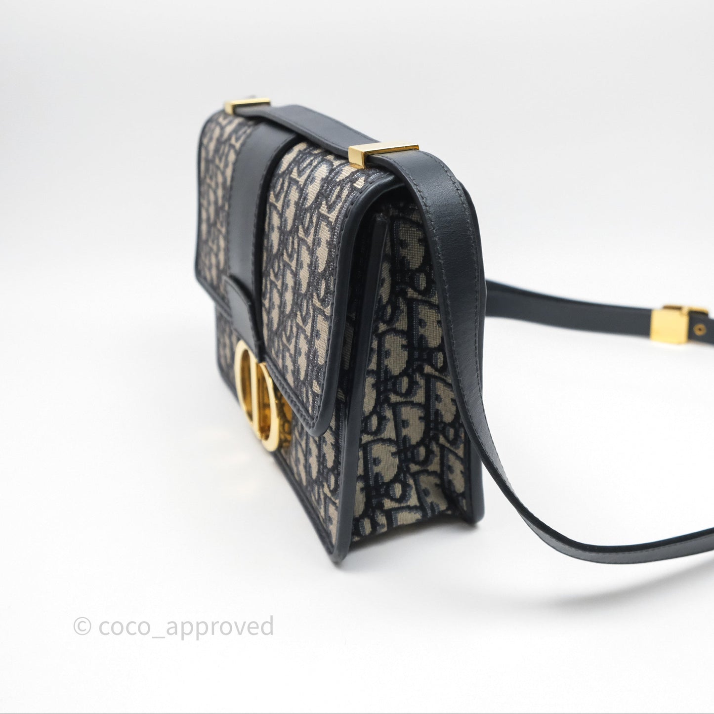 Christian Dior 30 Montaigne Bag Blue Dior Oblique Jacquard Gold Hardware