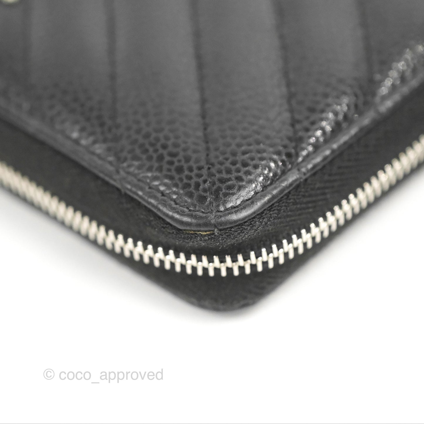 Chanel Medium Wallet Chevron Black Soft Caviar Silver Hardware