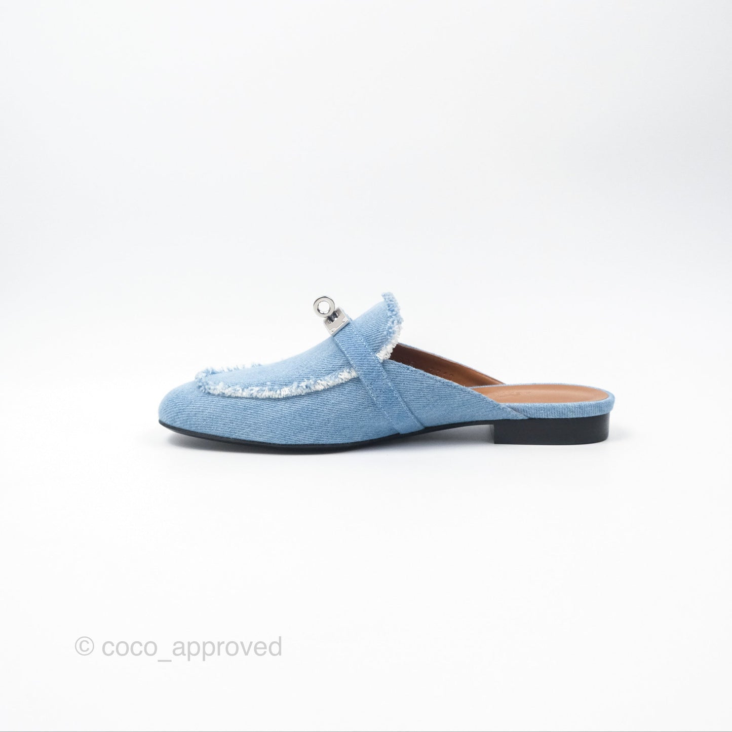 Hermès Oz Mule Denim Bleu Clair Palladium Hardware Size 37C
